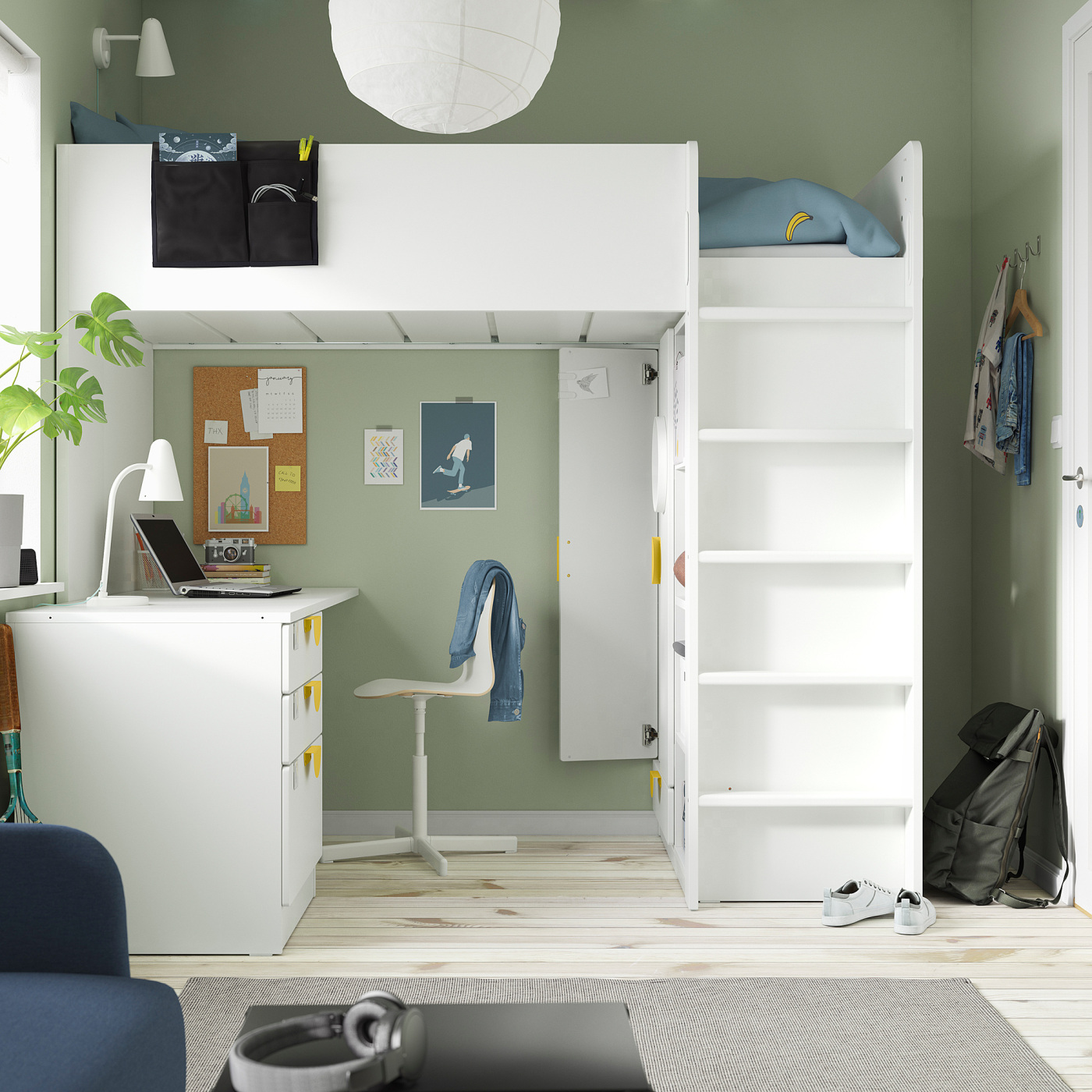 SM STAD Loft Bed White White with Desk With 2 Shelves IKEA sm-stad-loft-bed-white-white-with-desk-with-2-shelves-ikea