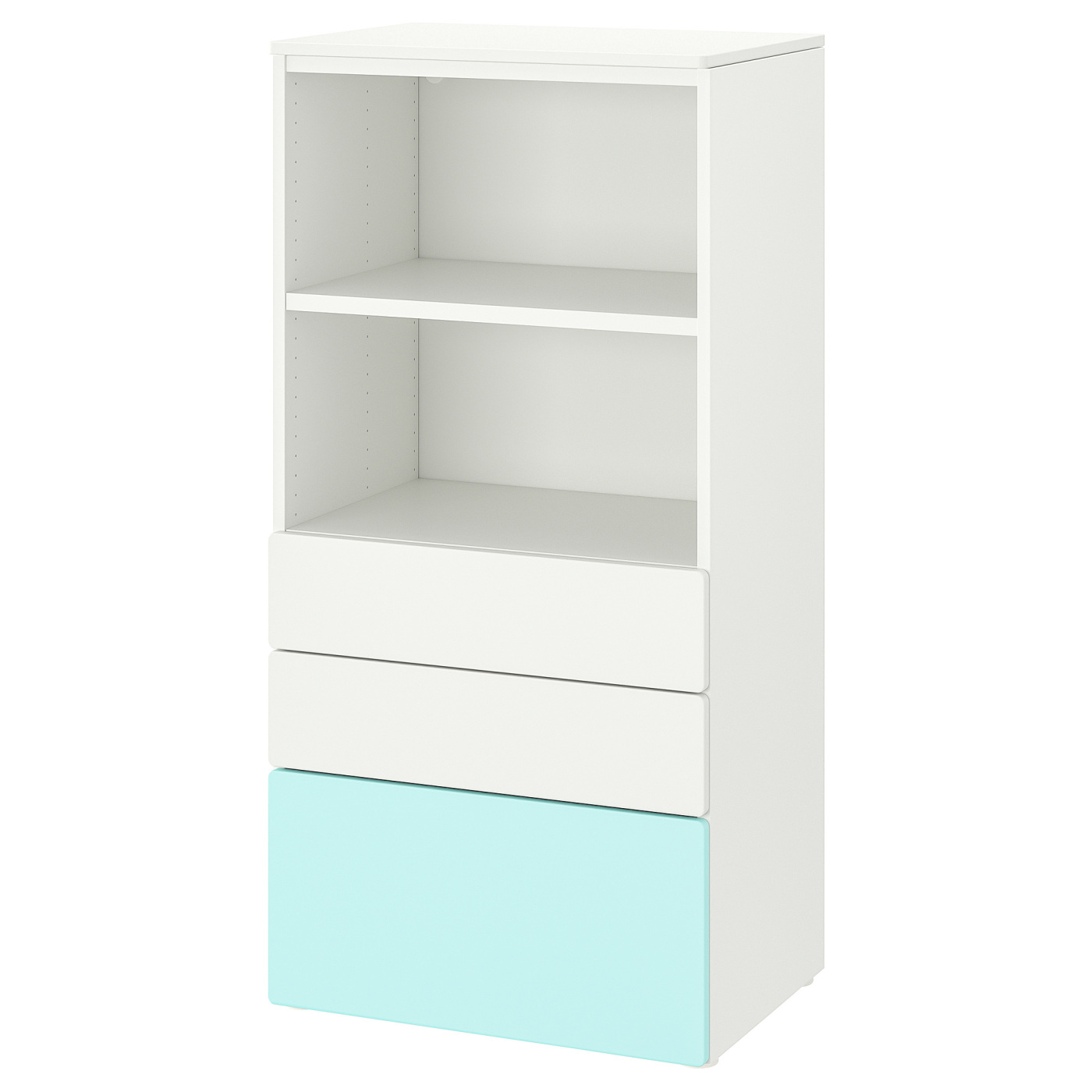 SMÅSTAD / PLATSA bookcase white pale turquoise/with 3 drawers - IKEA