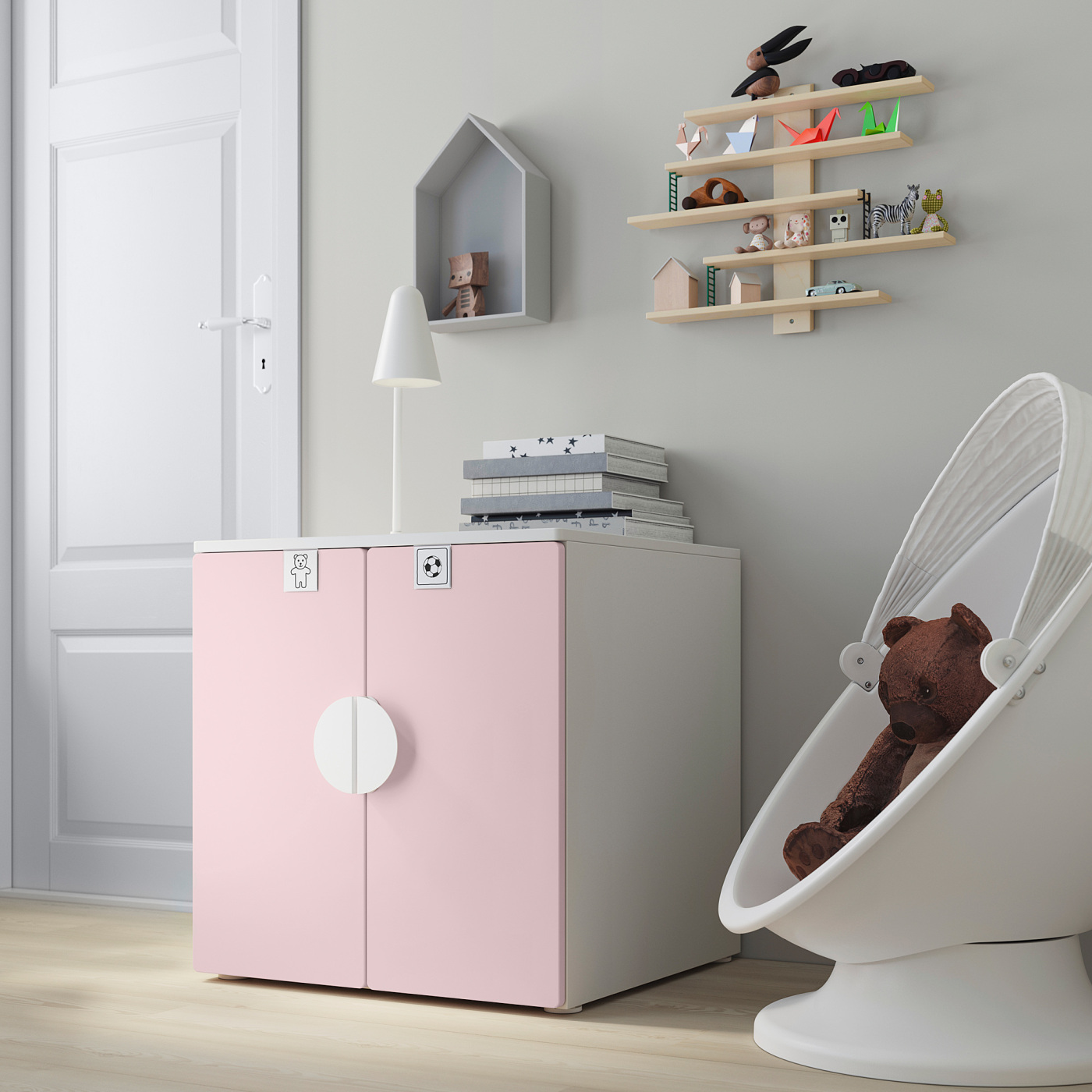 SMÅSTAD / PLATSA cabinet white pale pink/with 1 shelf - IKEA
