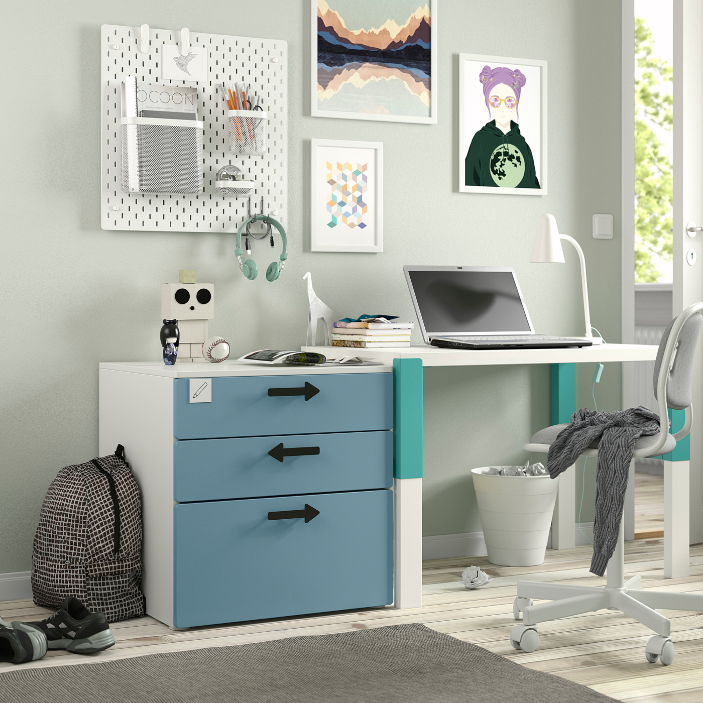 SMÅSTAD / PLATSA chest of 3 drawers white/blue - IKEA