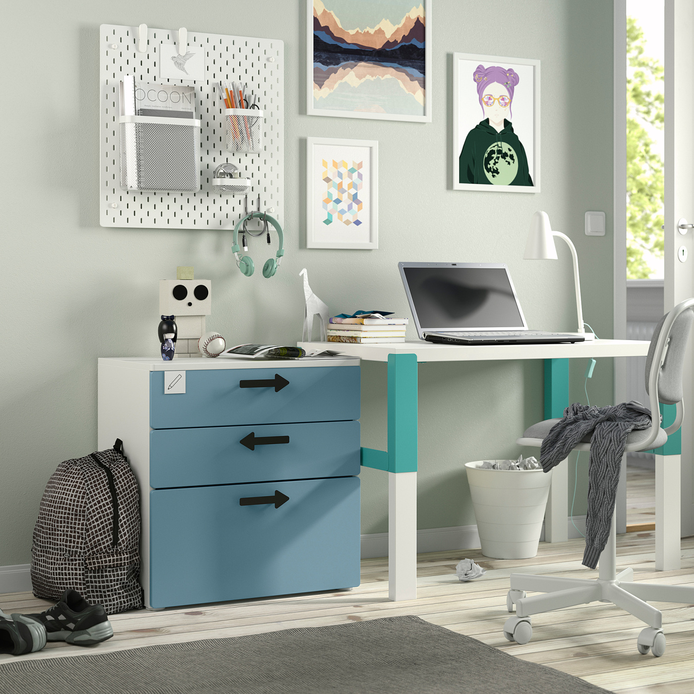 SMÅSTAD / PLATSA chest of 3 drawers white/blue - IKEA