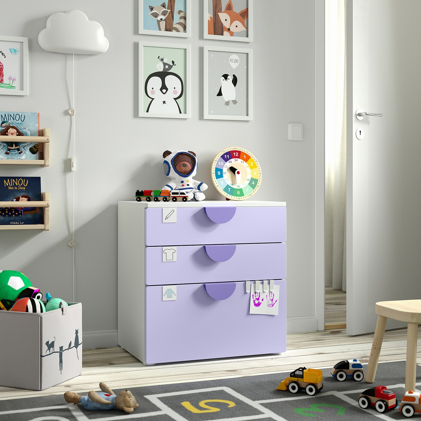 SMASTAD PLATSA chest of 3 drawers white lilac IKEA