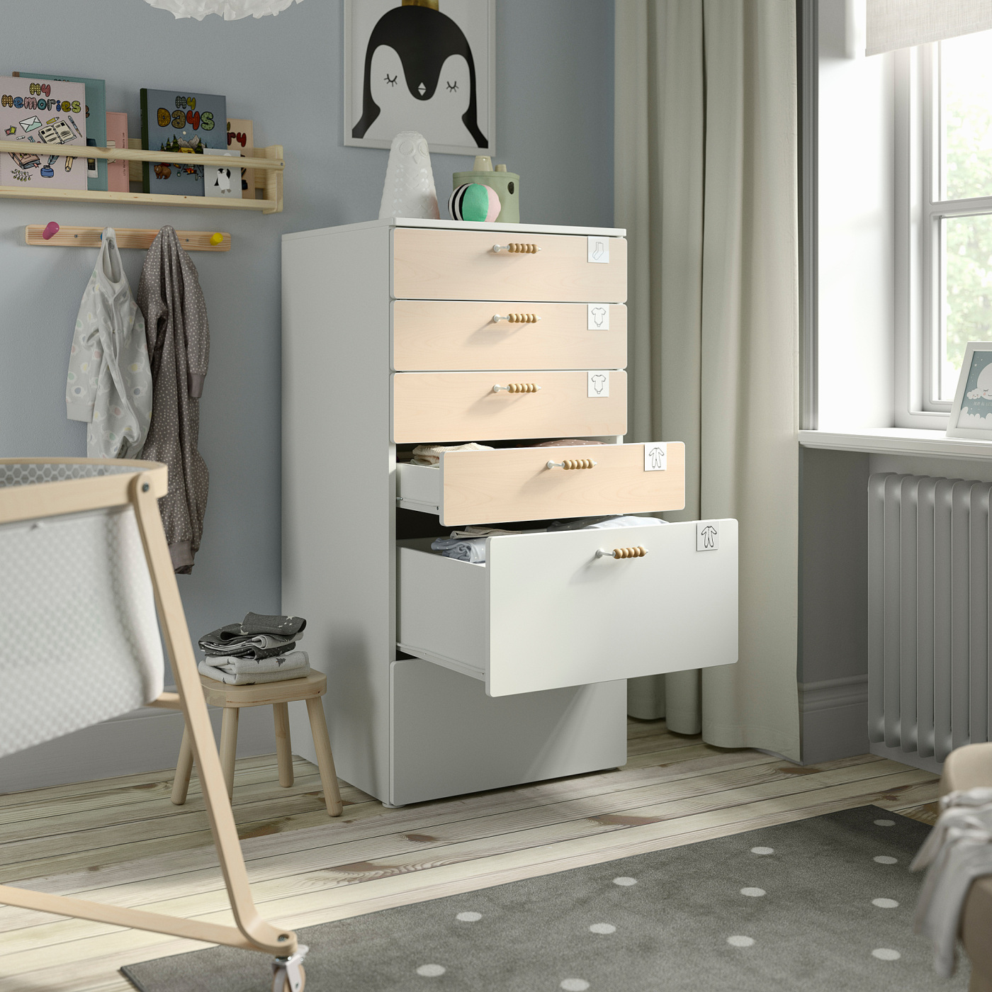 SMÅSTAD / PLATSA chest of 6 drawers white birch/red - IKEA