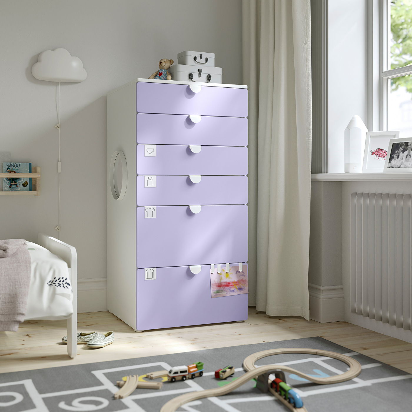 SMÅSTAD / PLATSA chest of 6 drawers white/lilac - IKEA