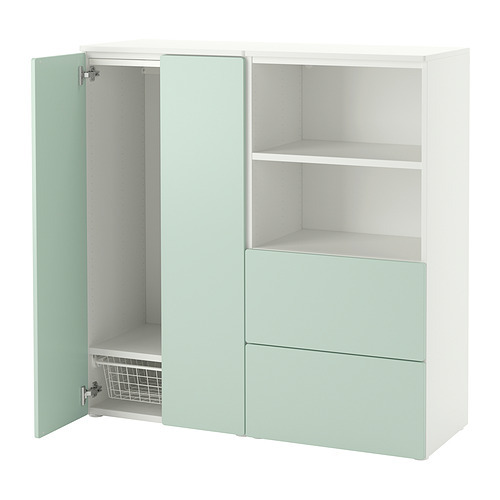 家具 IKEA PLATSA SMÅSTAD / PLATSA wardrobe white/birch with 3 drawers - IKEA