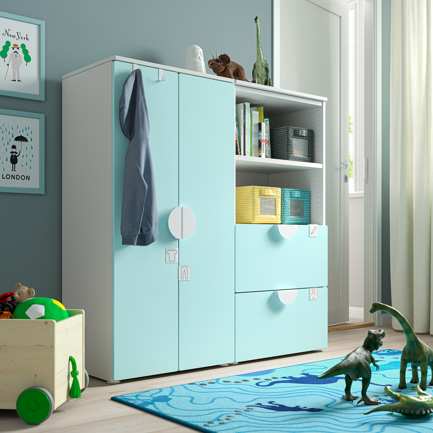 SMÅSTAD / PLATSA storage combination white/pale turquoise - IKEA