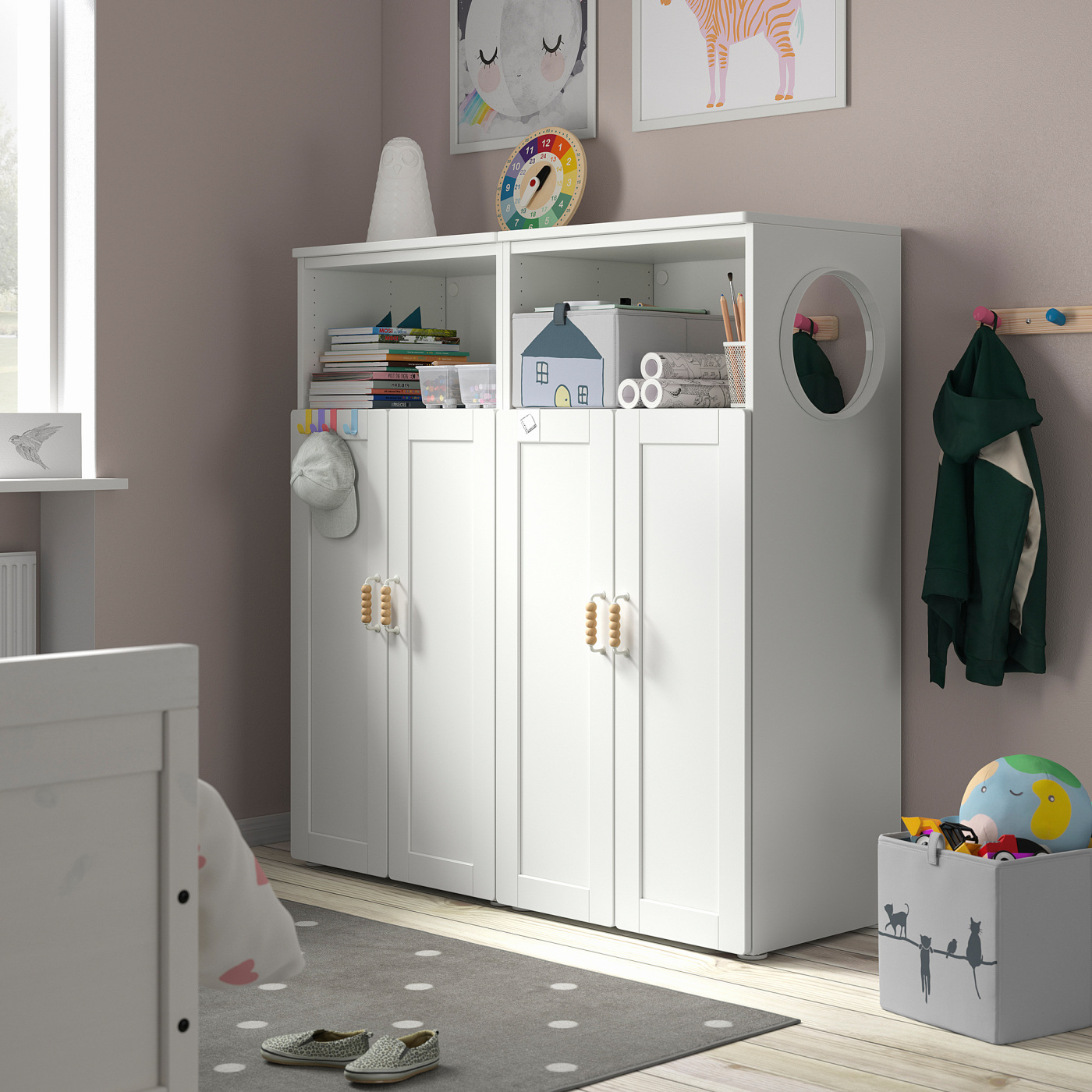 SMÅSTAD / PLATSA storage combination white/with frame with 6