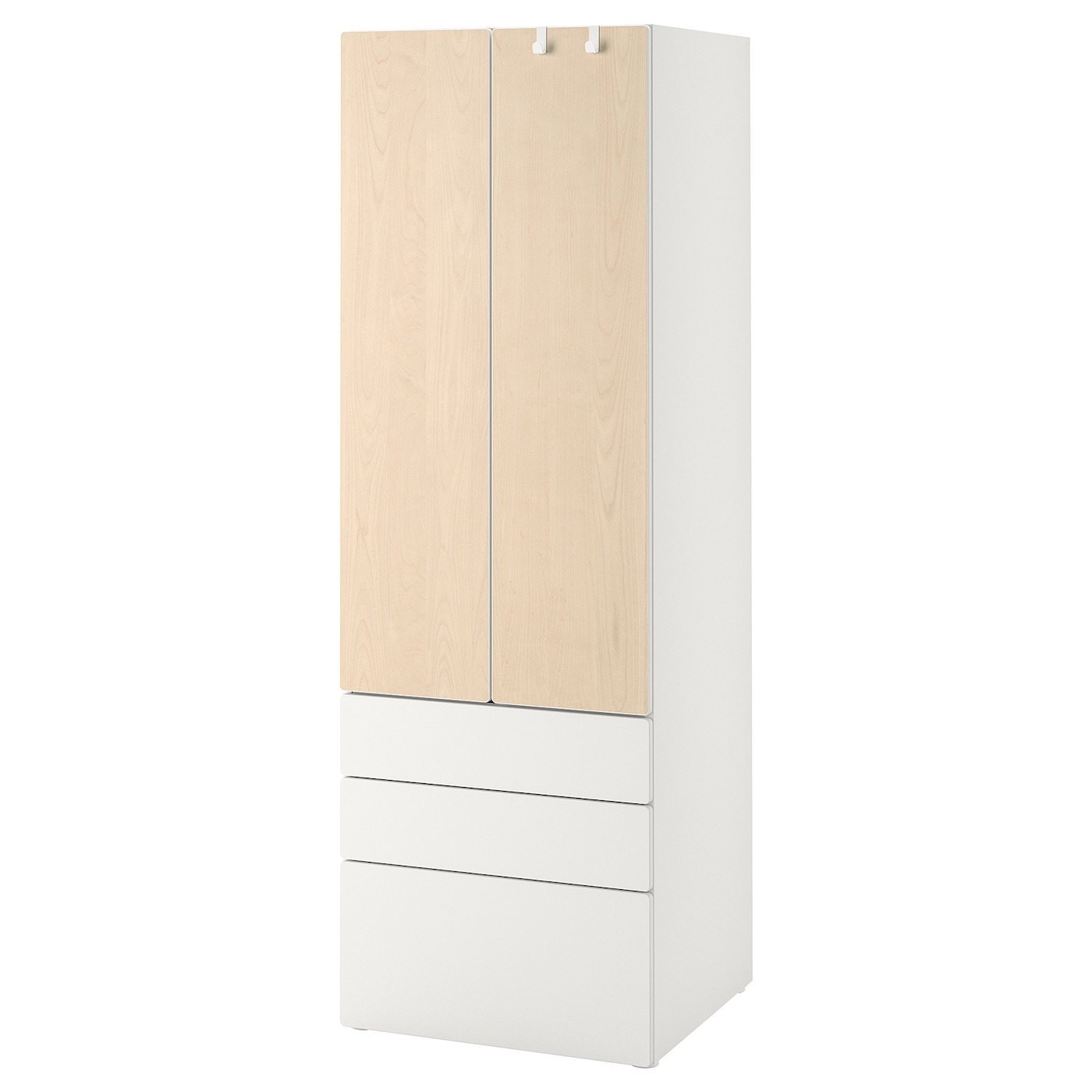 SMÅSTAD / PLATSA wardrobe white/birch with 3 drawers - IKEA