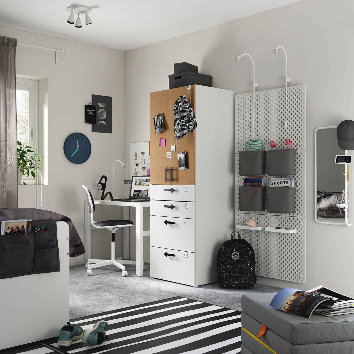 SMÅSTAD / PLATSA wardrobe white cork/with 4 drawers - IKEA