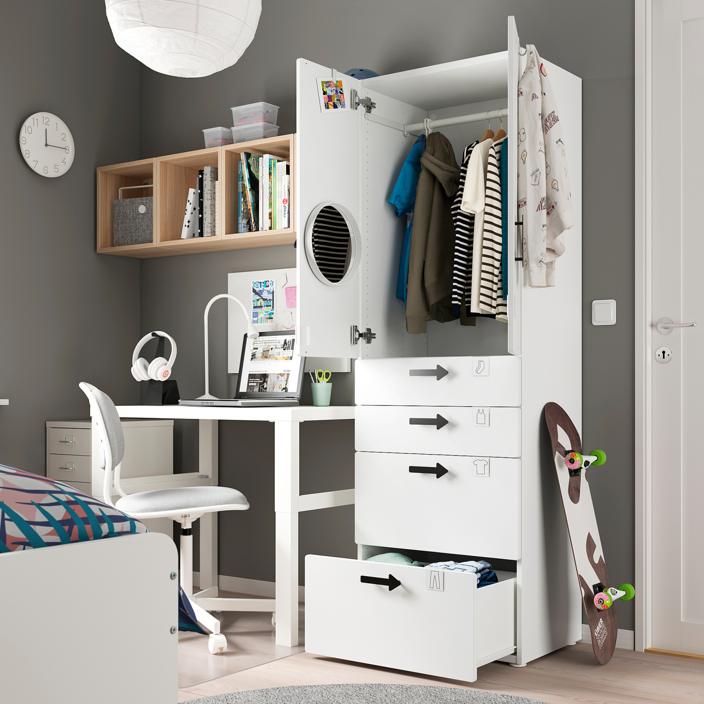 SMÅSTAD / PLATSA wardrobe white cork/with 4 drawers - IKEA