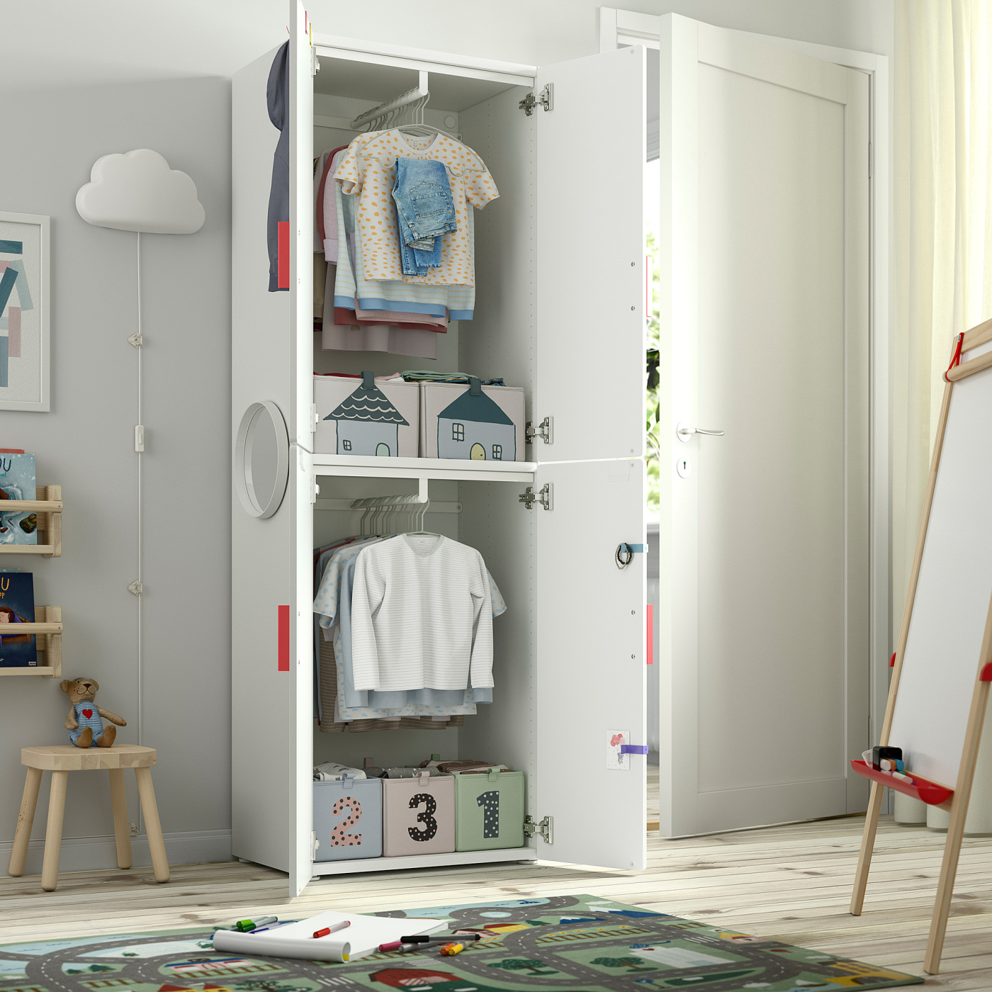SMÅSTAD / PLATSA wardrobe white lilac/with 2 clothes rails - IKEA