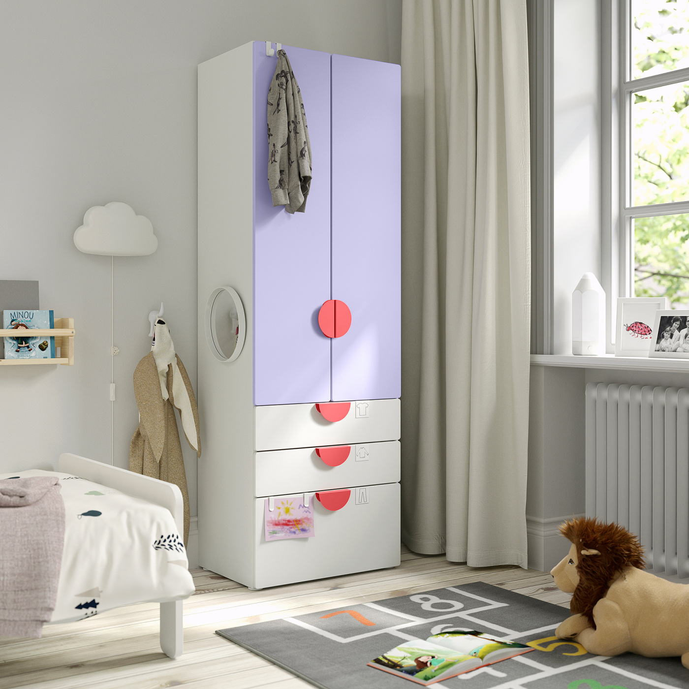 SMÅSTAD / PLATSA wardrobe white lilac/with 3 drawers - IKEA