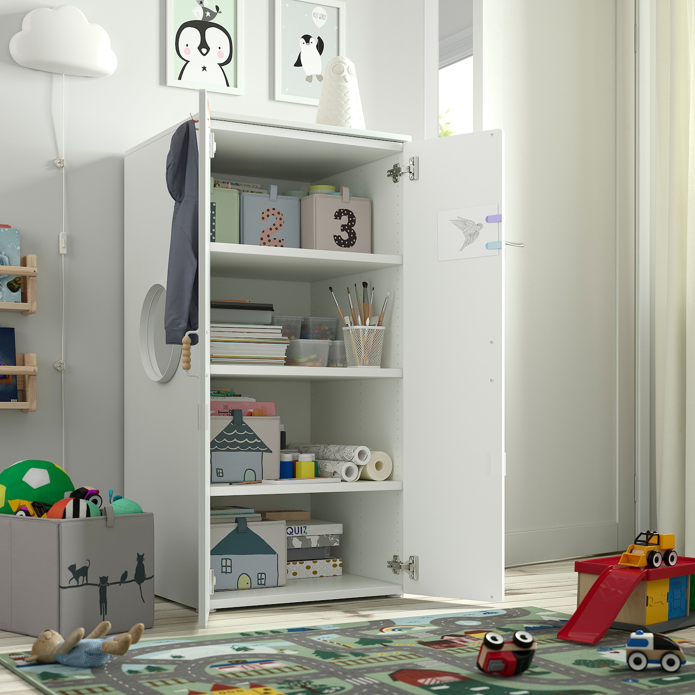 SMÅSTAD / PLATSA wardrobe white lilac/with 3 shelves - IKEA