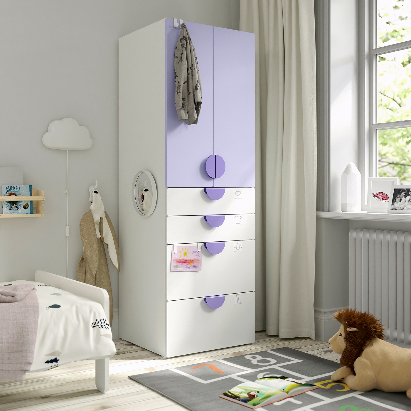 SMÅSTAD / PLATSA wardrobe white lilac/with 4 drawers - IKEA