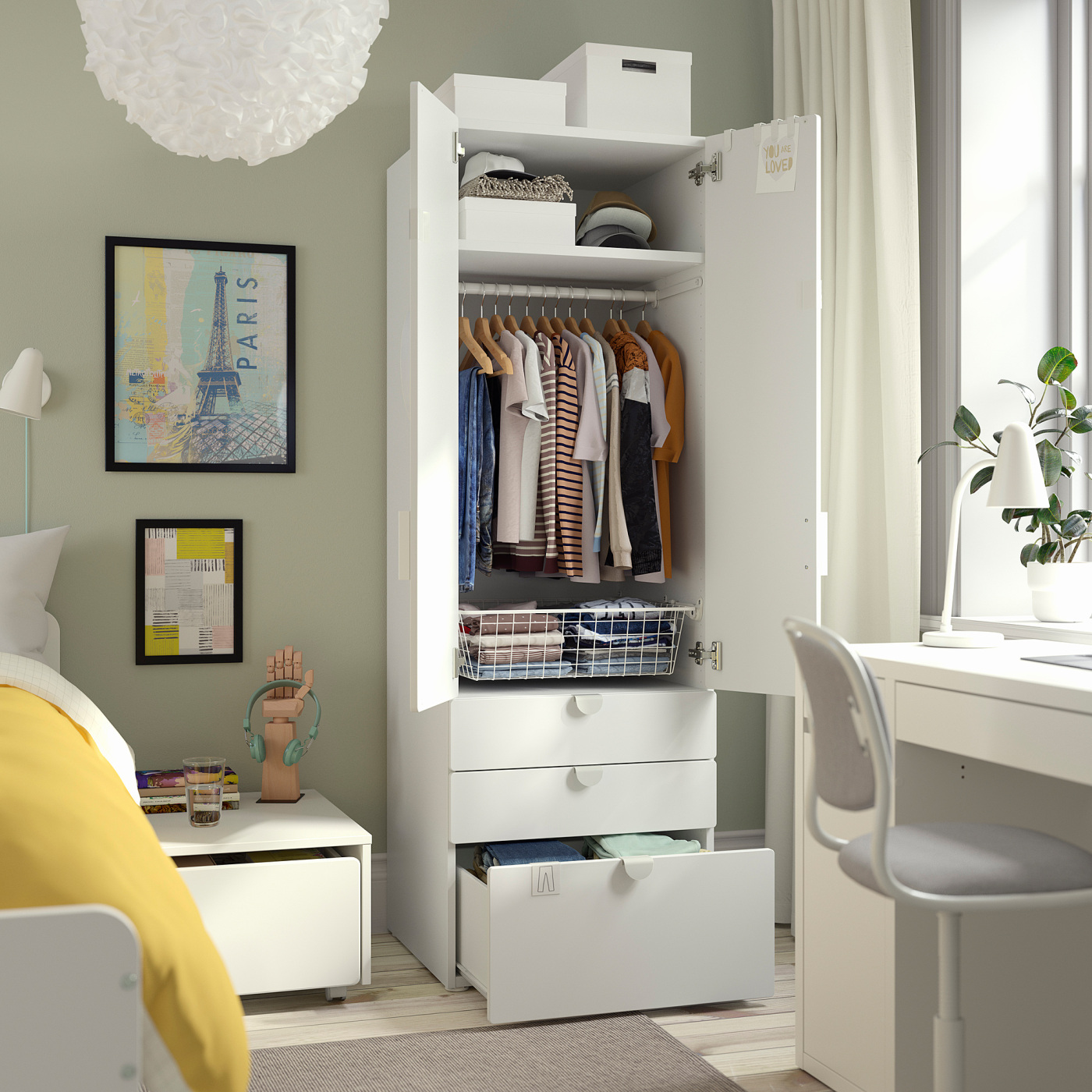 SMÅSTAD / PLATSA wardrobe white white/with 3 drawers - IKEA