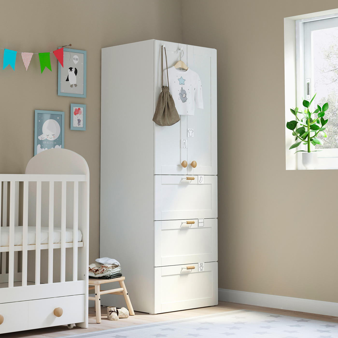 SMÅSTAD / PLATSA wardrobe white with frame/with 3 drawers - IKEA