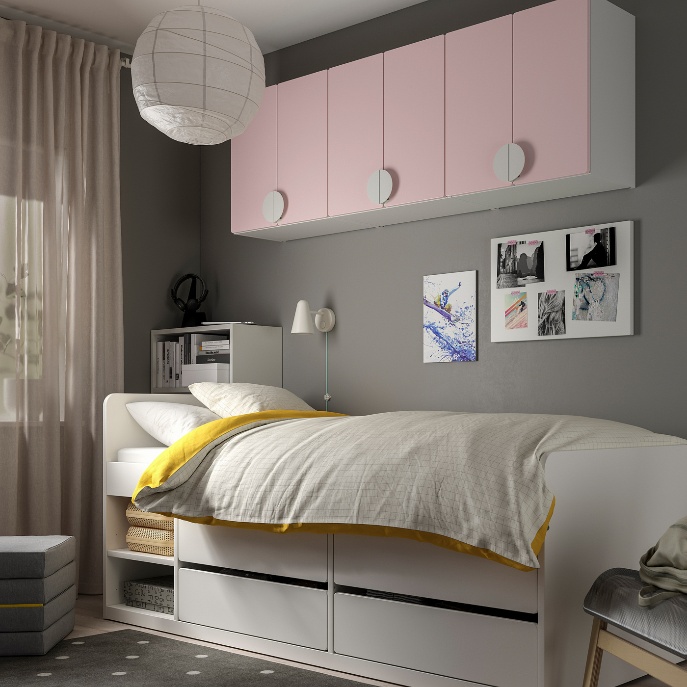 0320-019 ★リユースのサカイ春日部店★IKEA　チェスト　ピンク/ホワイト SMÅSTAD wall cabinet white pale pink/with 1 shelf - IKEA