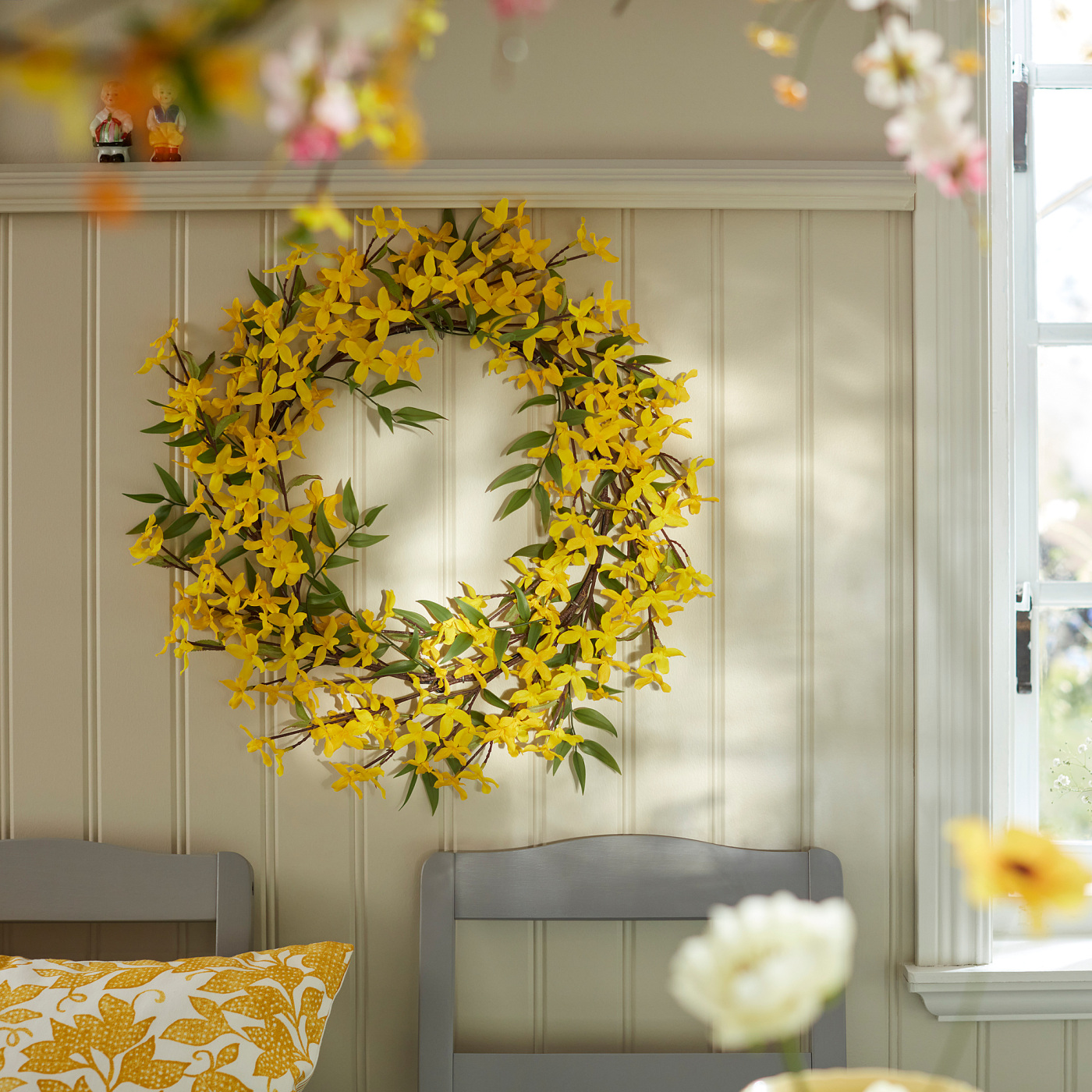 SMYCKA artificial wreath in/outdoor/forsythia yellow - IKEA