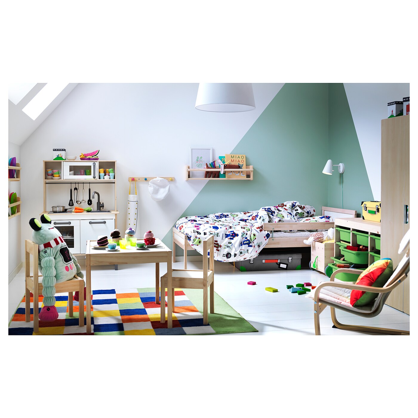 SNIGLAR bed frame and guard rail beech IKEA