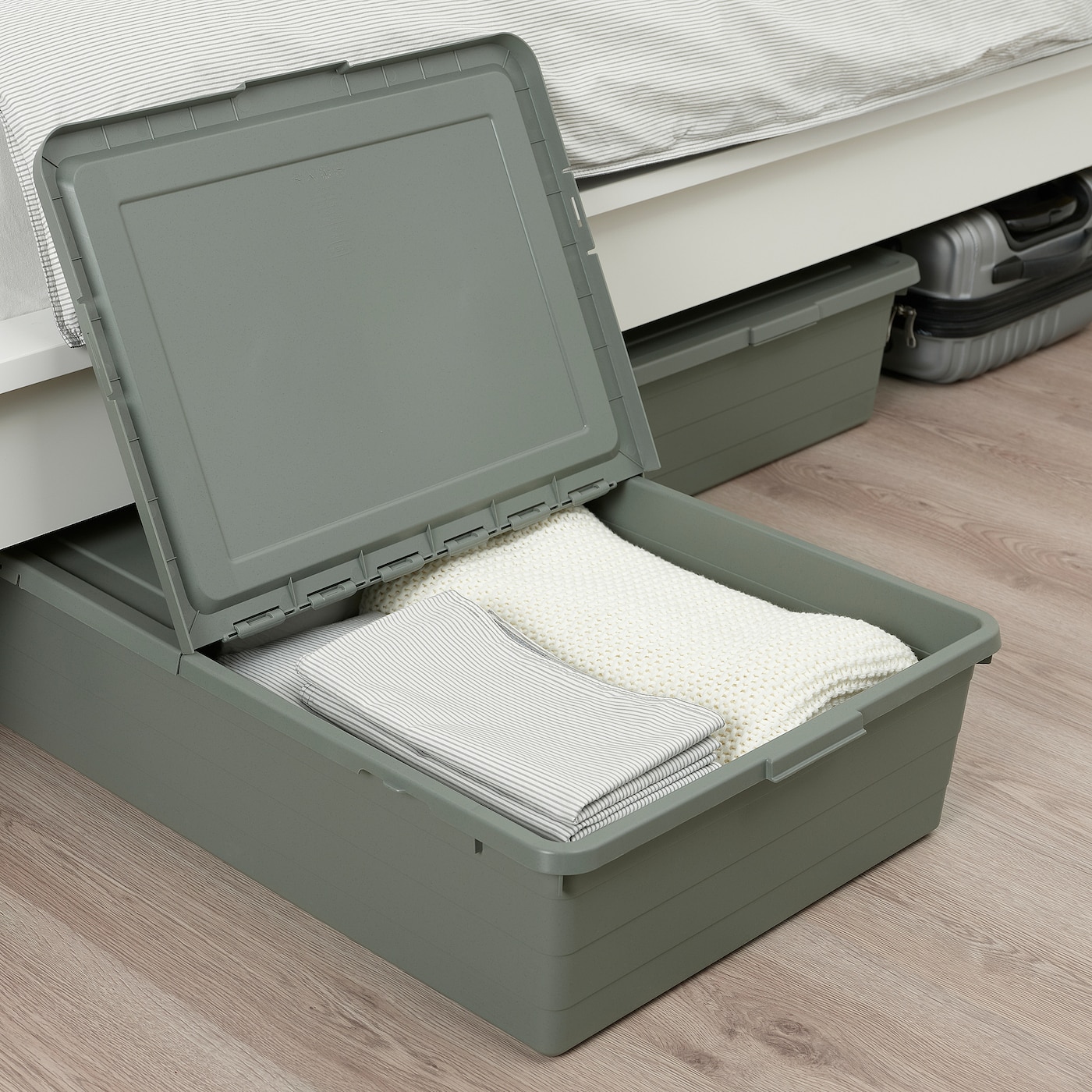IKEA ミラーサニタリーBOX SOCKERBIT storage box with lid grey-green - IKEA