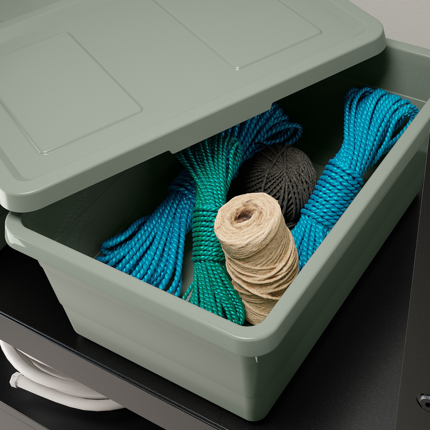 IKEA ミラーサニタリーBOX SOCKERBIT storage box with lid grey-green - IKEA
