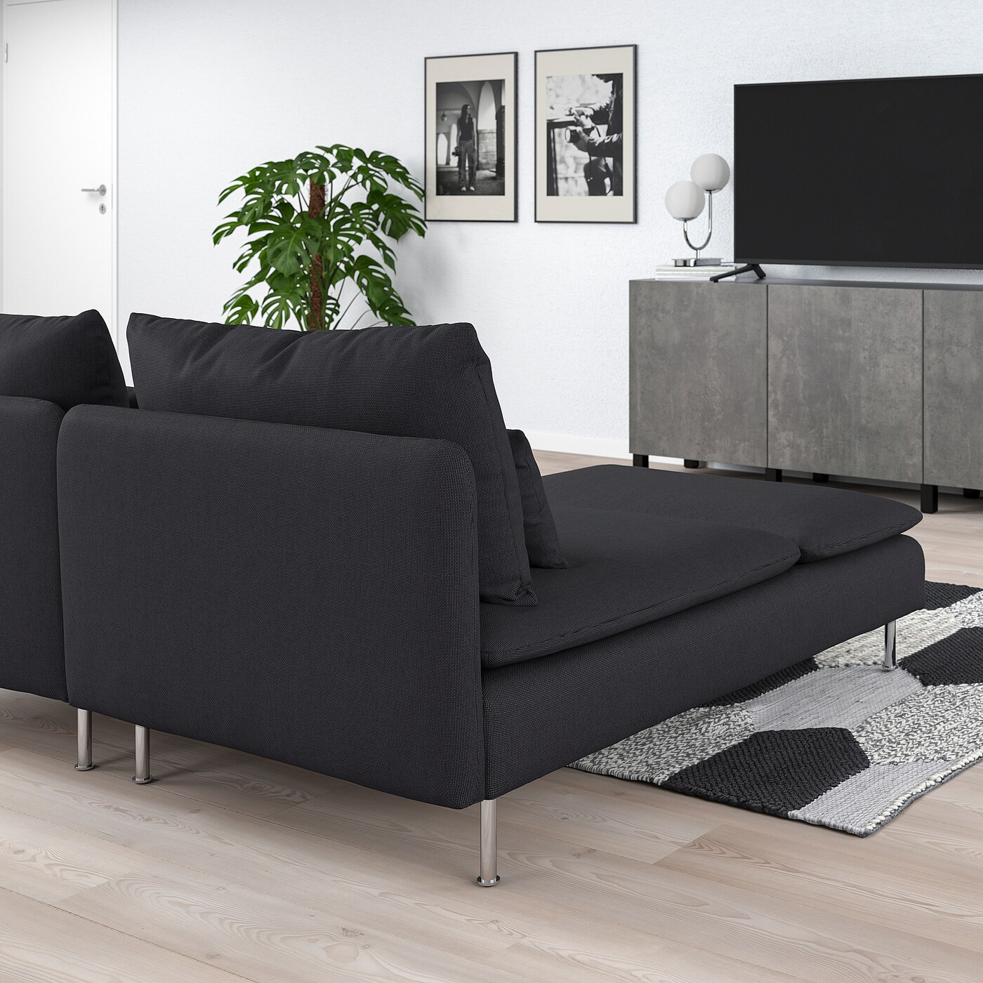 IKEA ソーデルハムン 2人掛け＋シェーズロング ソファ（グレー） SÖDERHAMN ソーデルハムン 2人掛けソファ 寝椅子付き