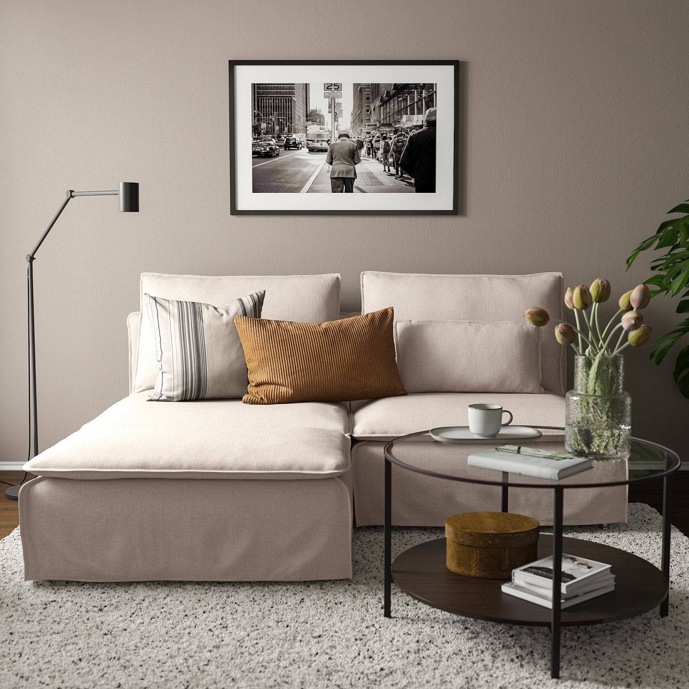 SÖDERHAMN 2-seat sofa with chaise longue Gransel natural - IKEA