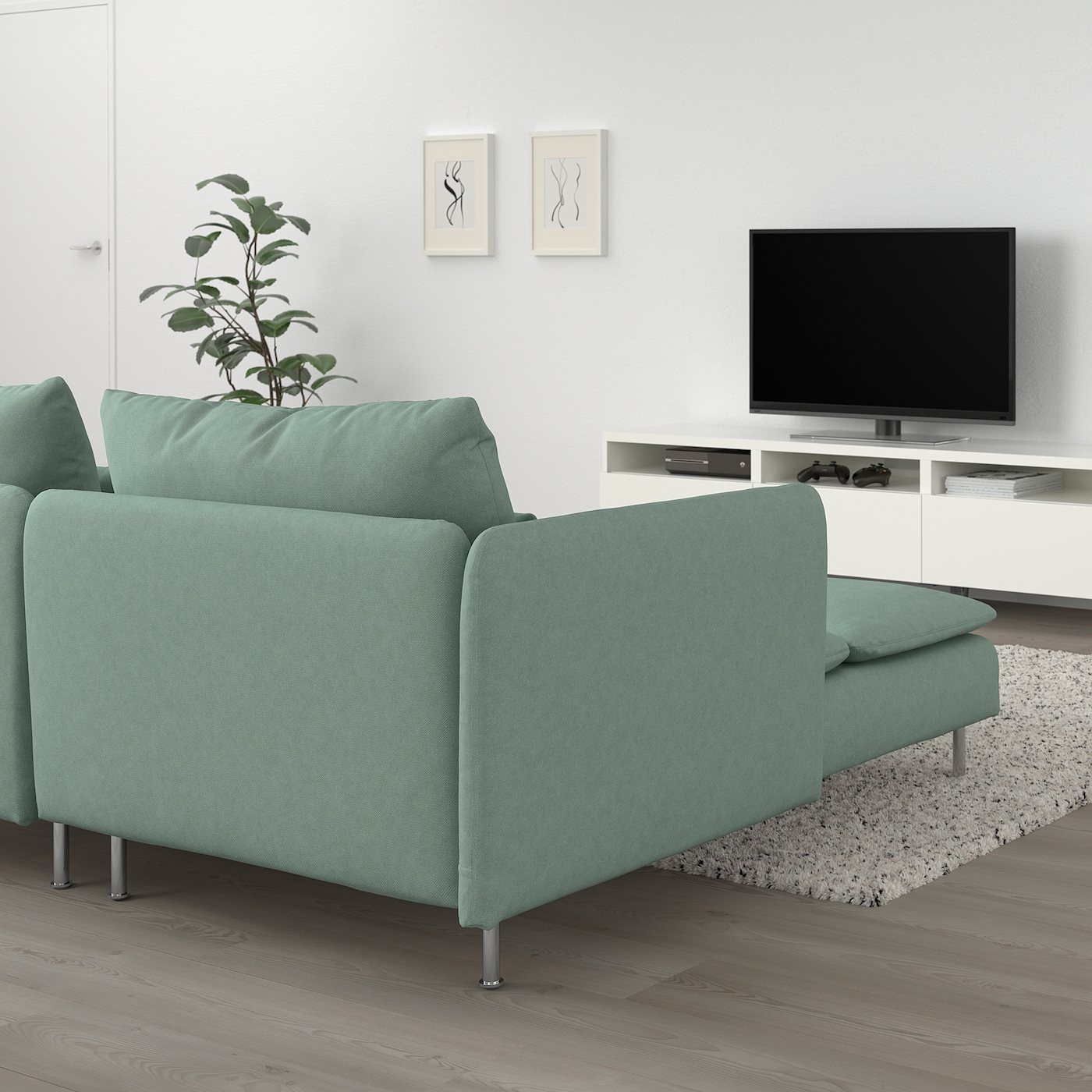 SÖDERHAMN 2-seat sofa with chaise longue with armrest