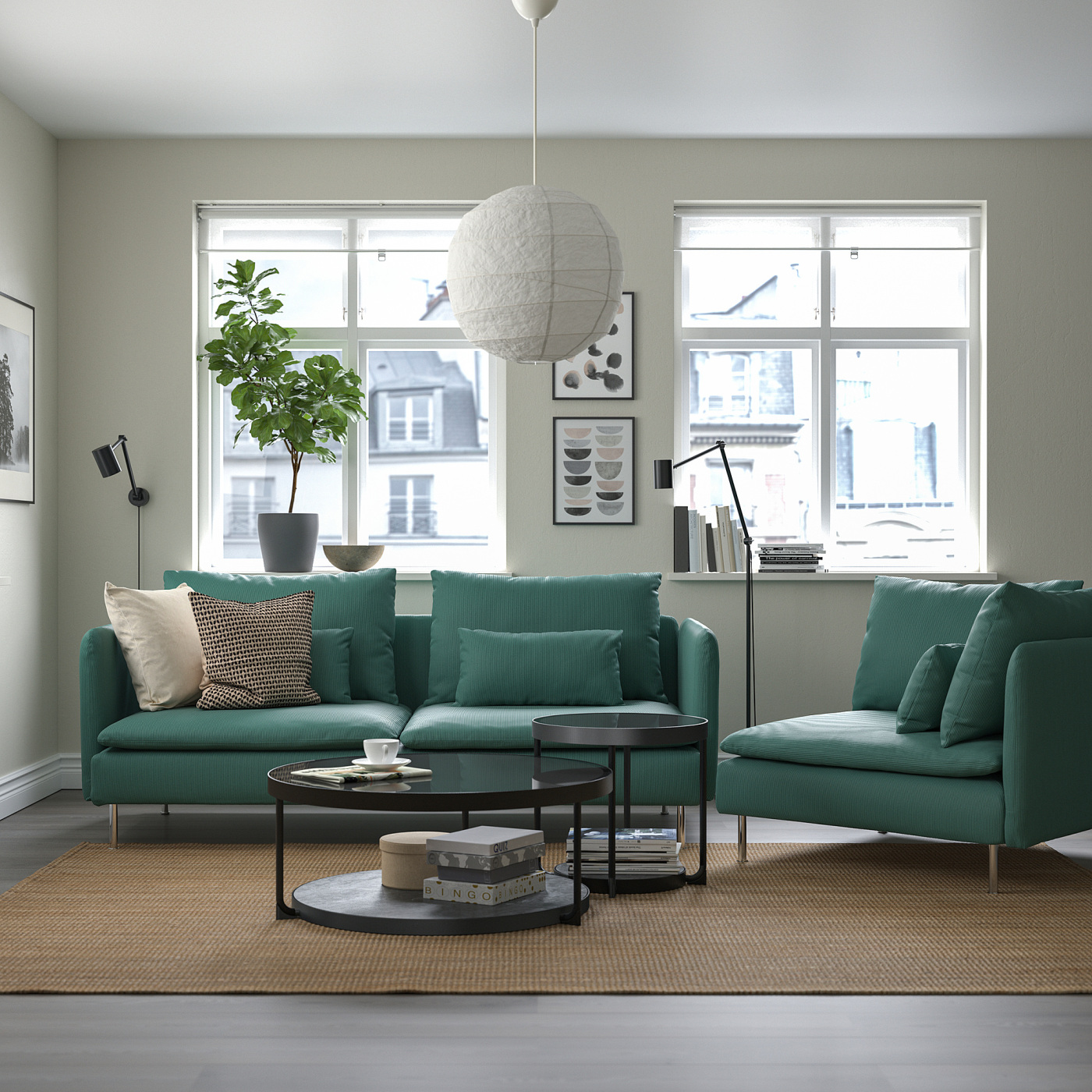 SÖDERHAMN 3-seat sofa Kelinge grey-turquoise - IKEA