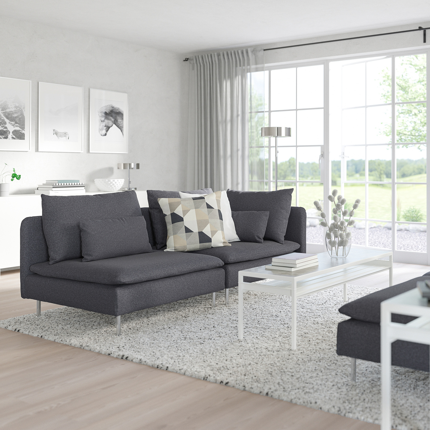 SÖDERHAMN 3-seat sofa with open end/Gunnared medium grey - IKEA