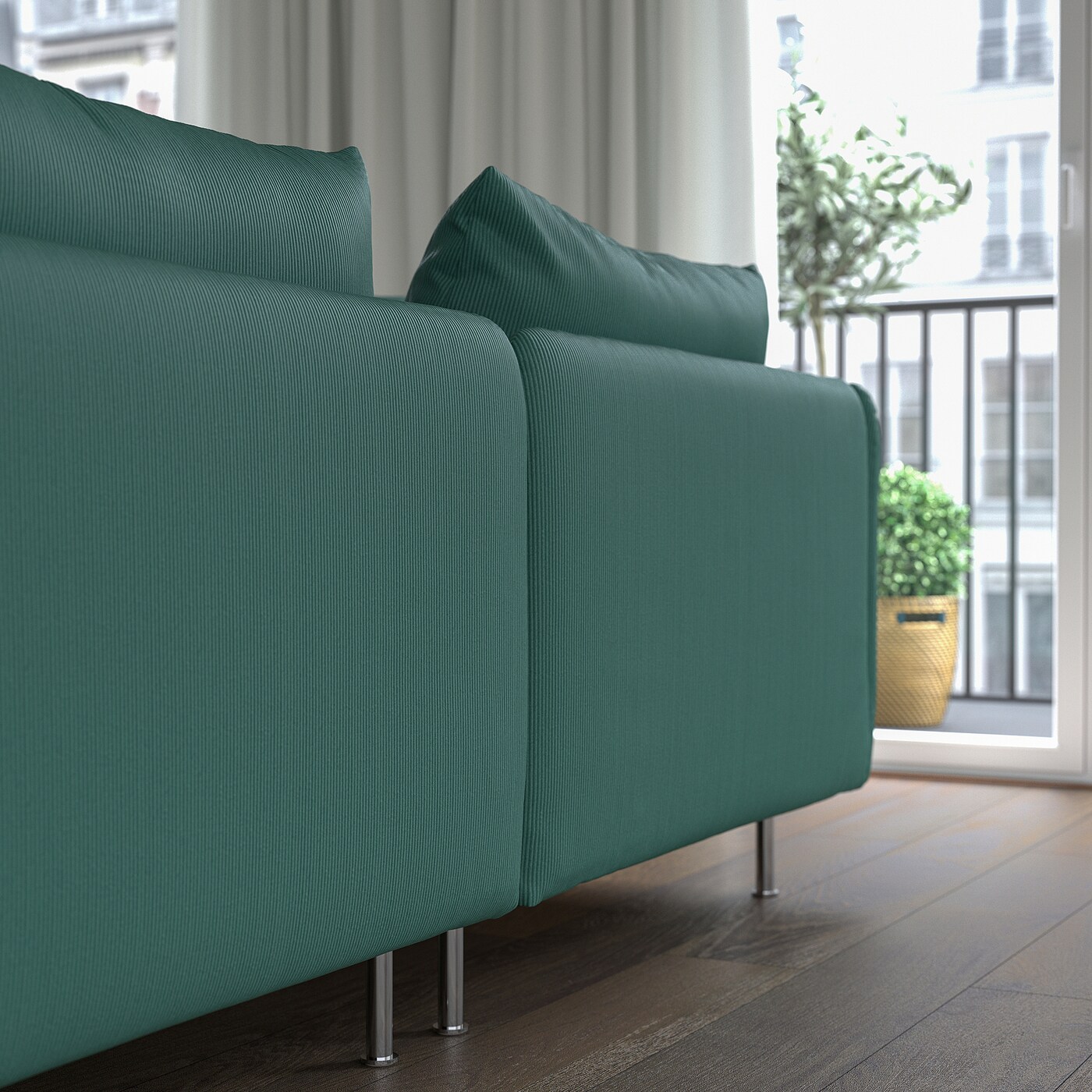 SÖDERHAMN 3-seat sofa with open end/Kelinge grey-turquoise - IKEA