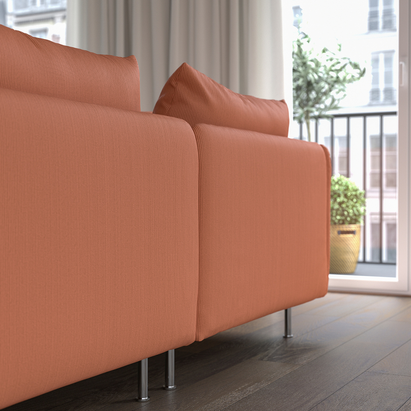 IKEA Soderhamn 3人掛けソファー レアなオレンジ色 SÖDERHAMN 3-seat sofa with open end/Kelinge rust - IKEA