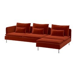 SÖDERHAMN 4-seat sofa with chaise longue and open end Kelinge/rust