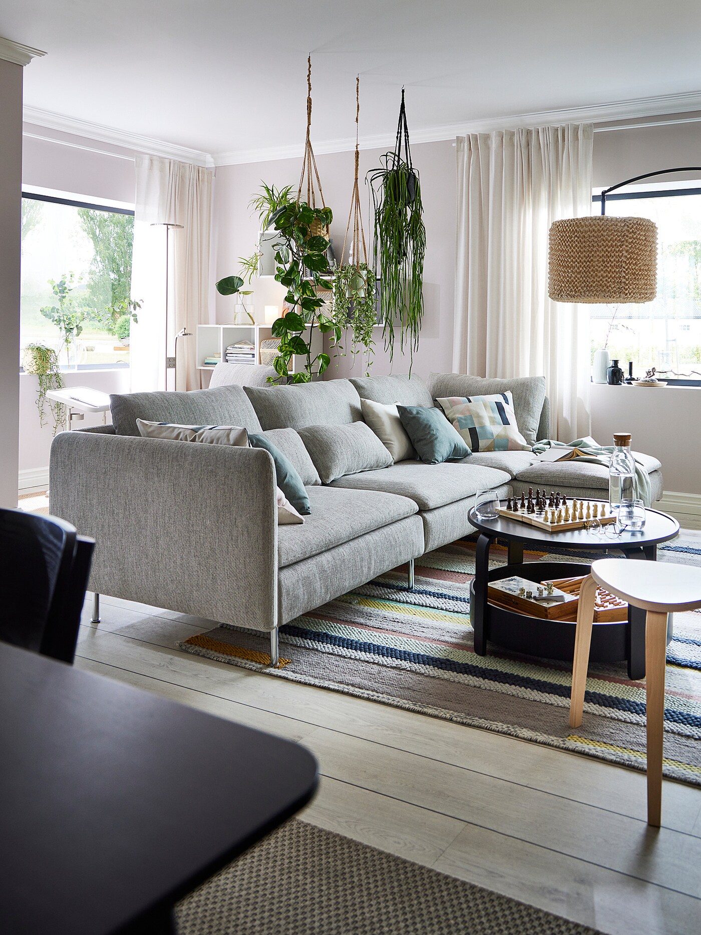 SÖDERHAMN 4-seat sofa with chaise longue/Viarp beige/brown