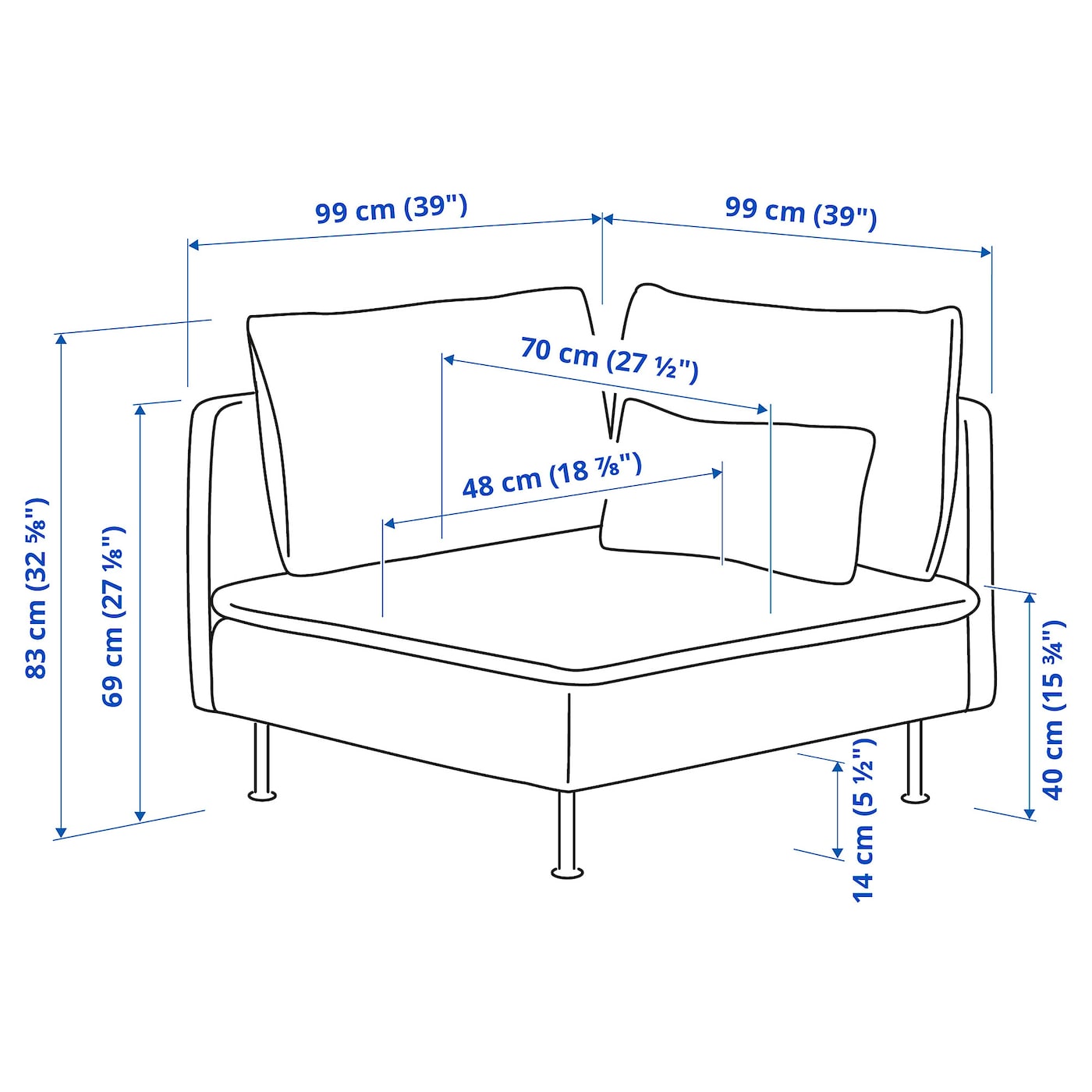 SÖDERHAMN corner section Hillared dark blue - IKEA
