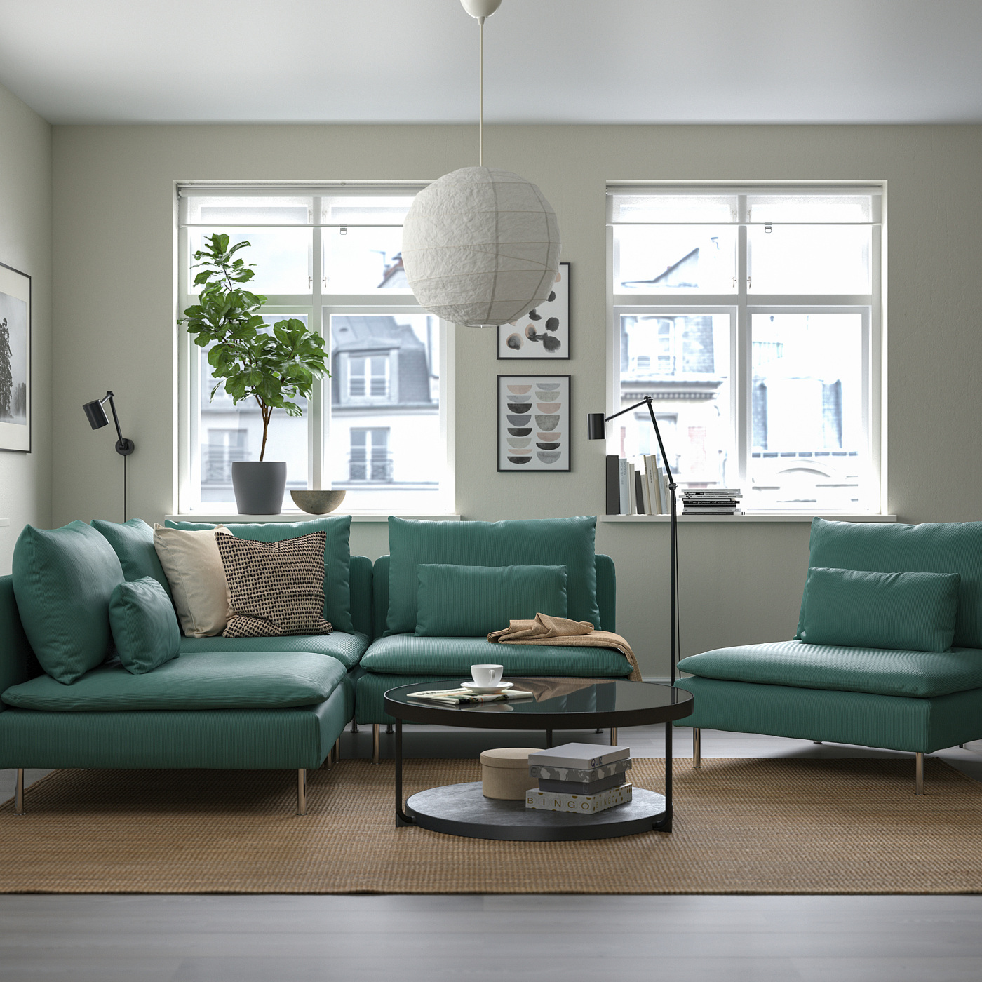 SÖDERHAMN corner sofa, 3-seat Kelinge grey-turquoise - IKEA
