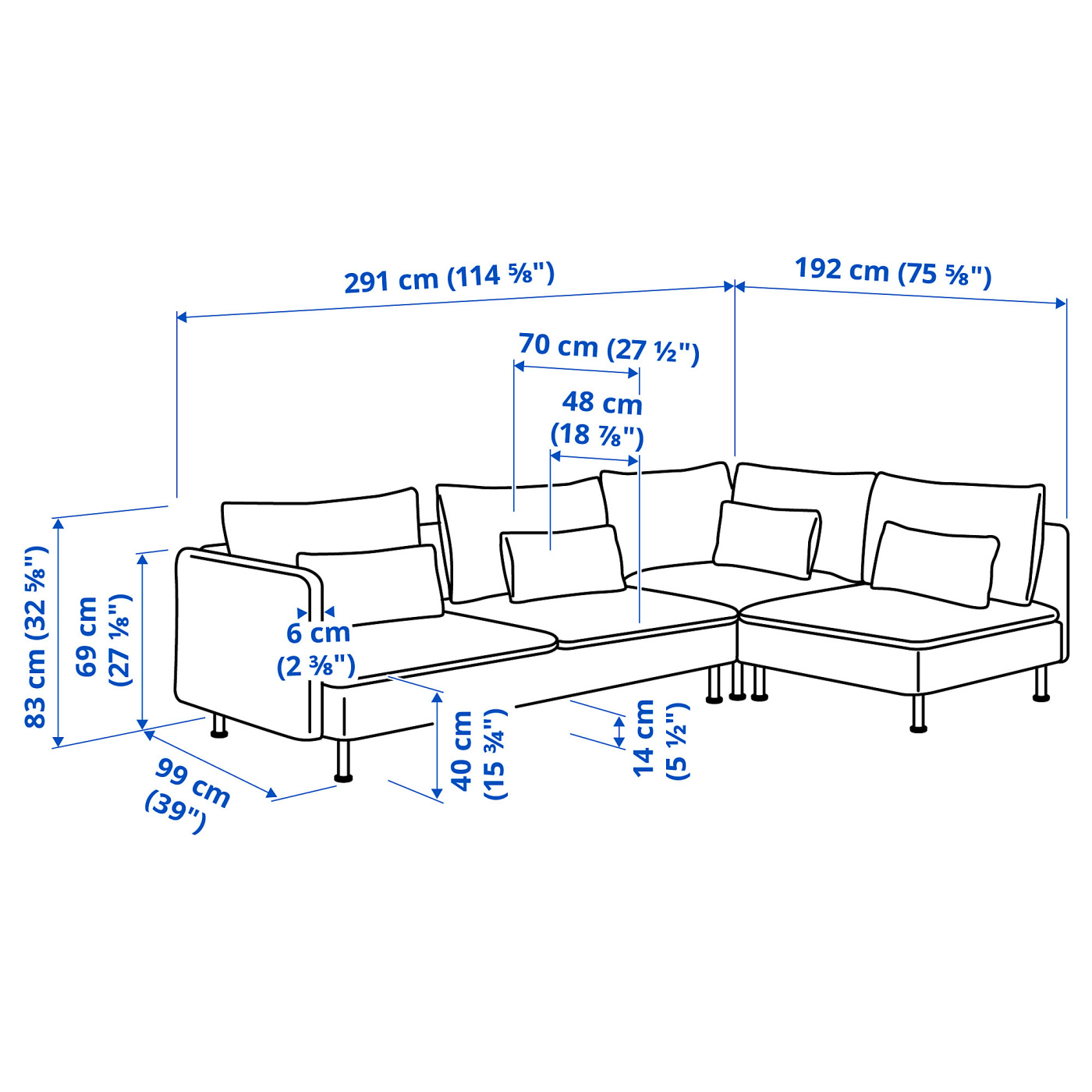 SÖDERHAMN corner sofa, 4-seat with open end/Tallmyra blue - IKEA