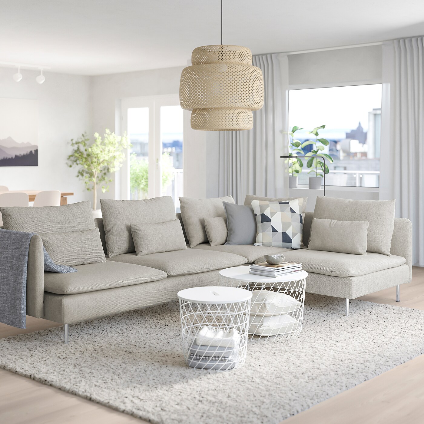 SÖDERHAMN corner sofa, 4-seat with open end/Viarp beige/brown - IKEA