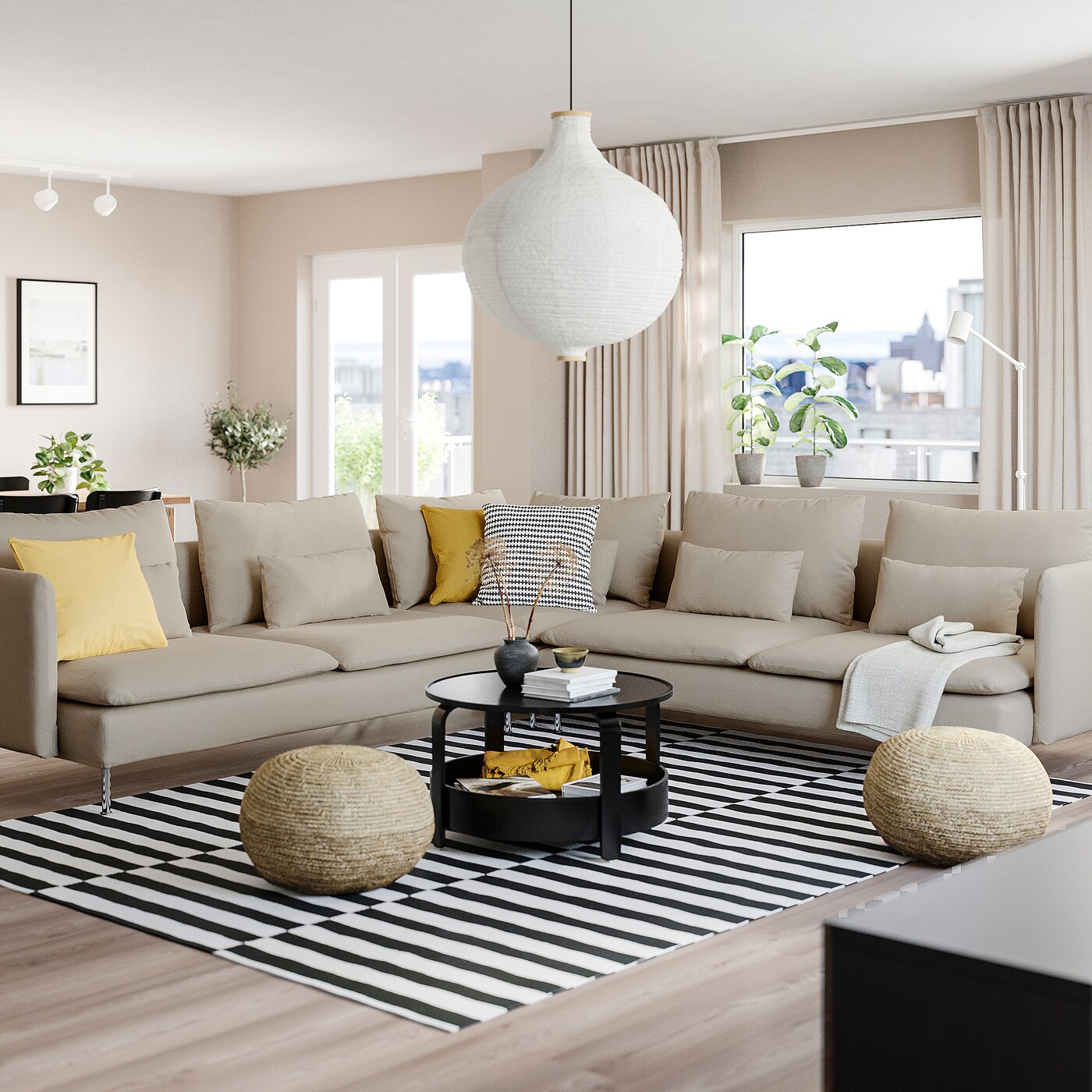 ファッションデザイナー SÖDERHAMN corner sofa, 6-seat Fridtuna light beige - IKEA ソファカバー