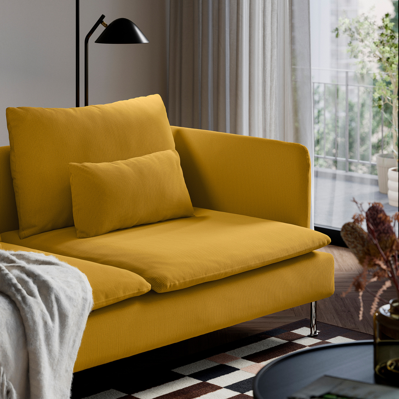 SÖDERHAMN corner sofa, 6-seat Kelinge dark yellow - IKEA