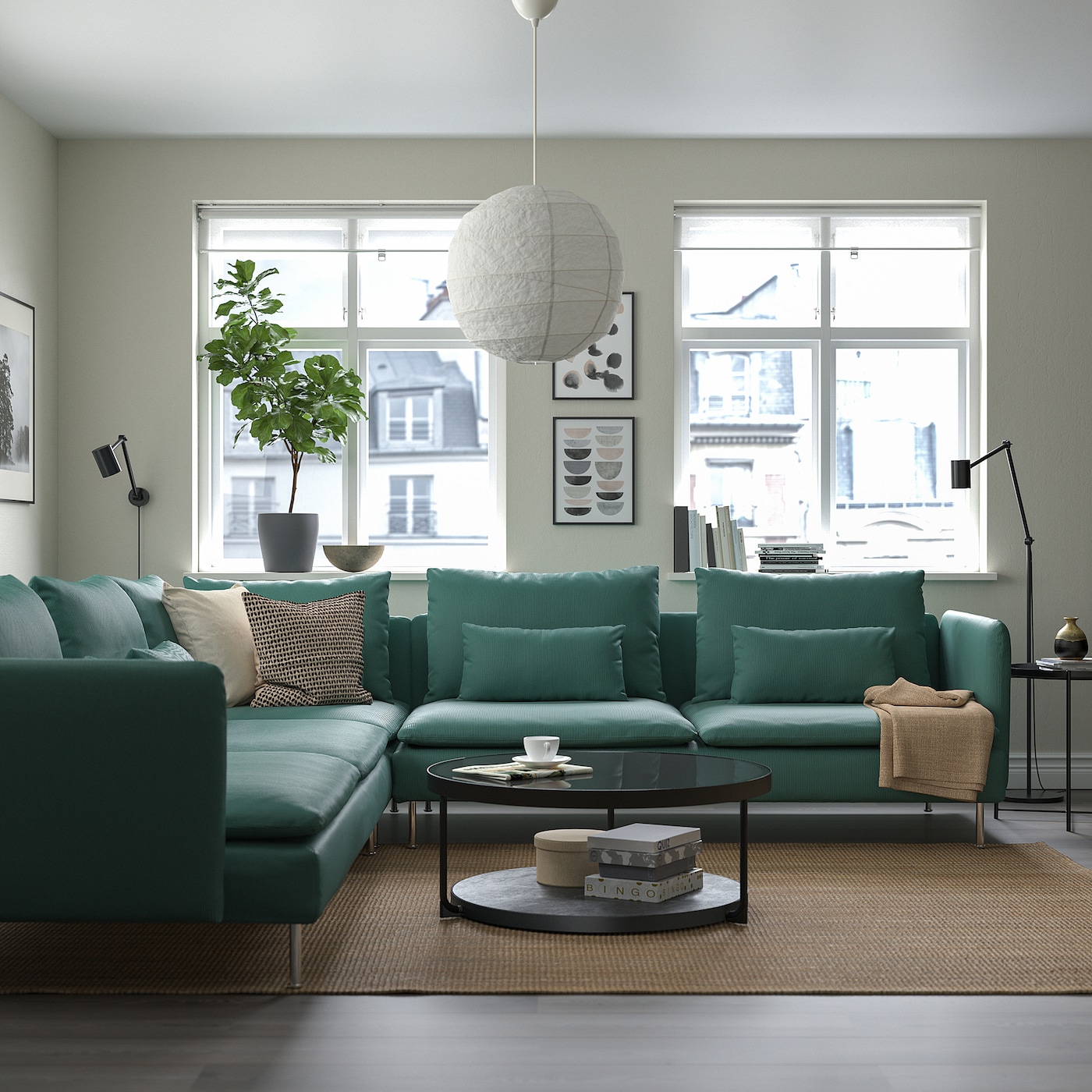 @cloverねっと 　IKEA SÖDERHAMN SÖDERHAMN corner sofa, 6-seat Kelinge grey-turquoise - IKEA