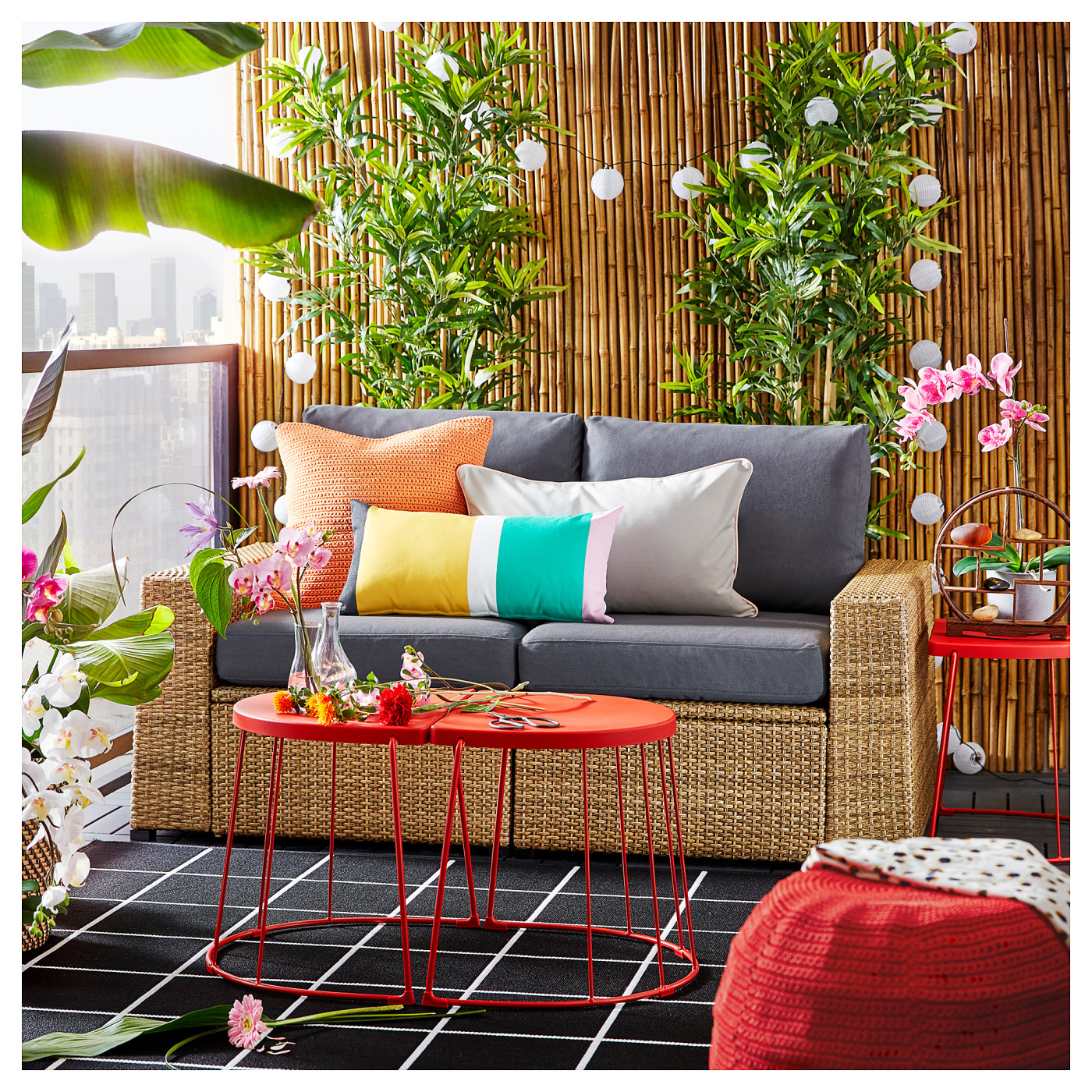 SOLLERÖN 2-seat modular sofa, outdoor brown/Frösön/Duvholmen dark