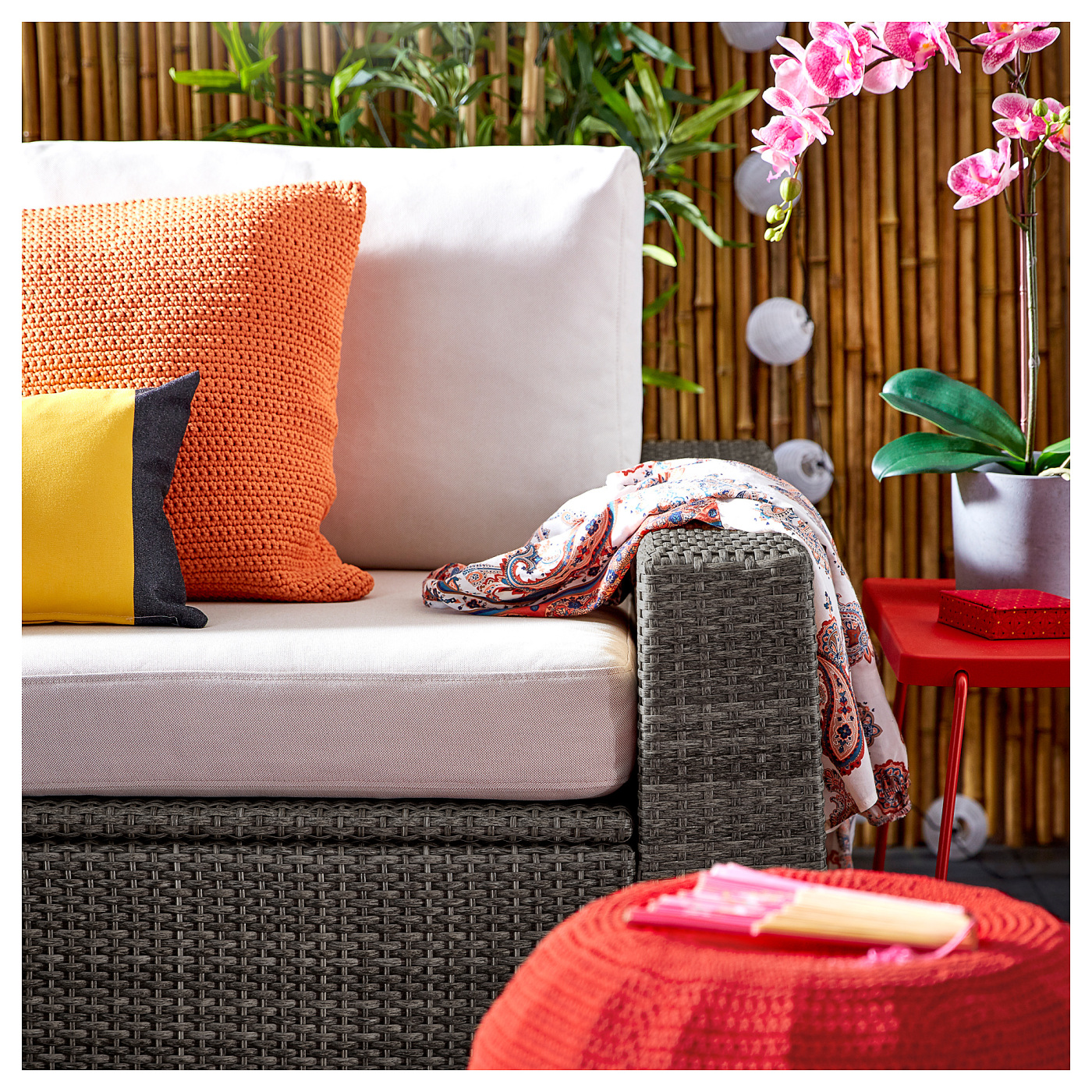 SOLLERÖN 2-seat modular sofa, outdoor dark grey/Frösön/Duvholmen