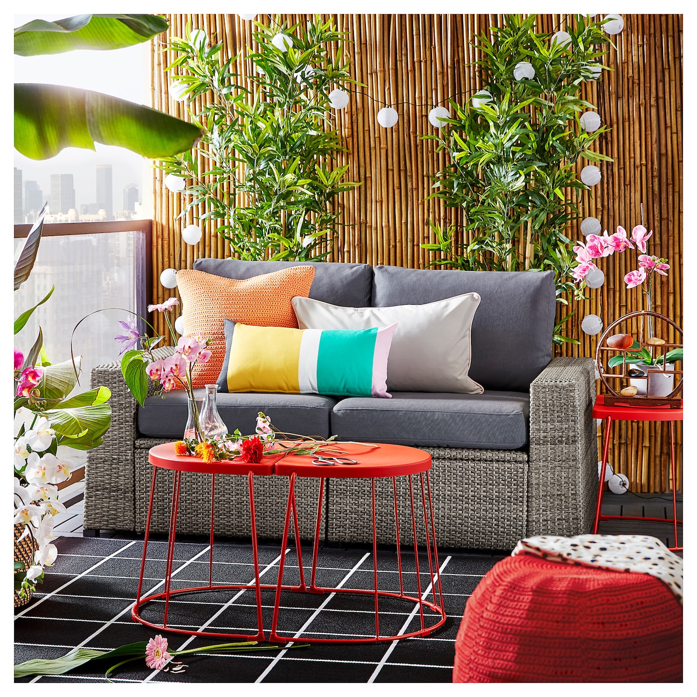 SOLLERÖN 2-seat modular sofa, outdoor dark grey/Frösön/Duvholmen