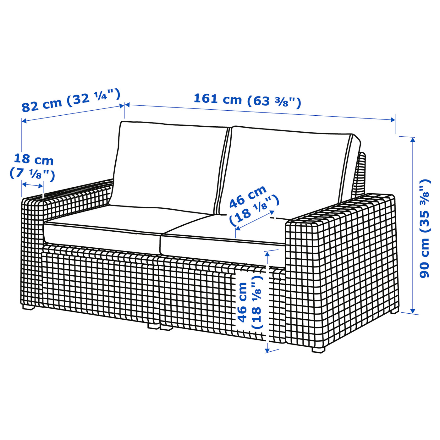 SOLLERÖN 2-seat modular sofa, outdoor dark grey/Järpön/Duvholmen