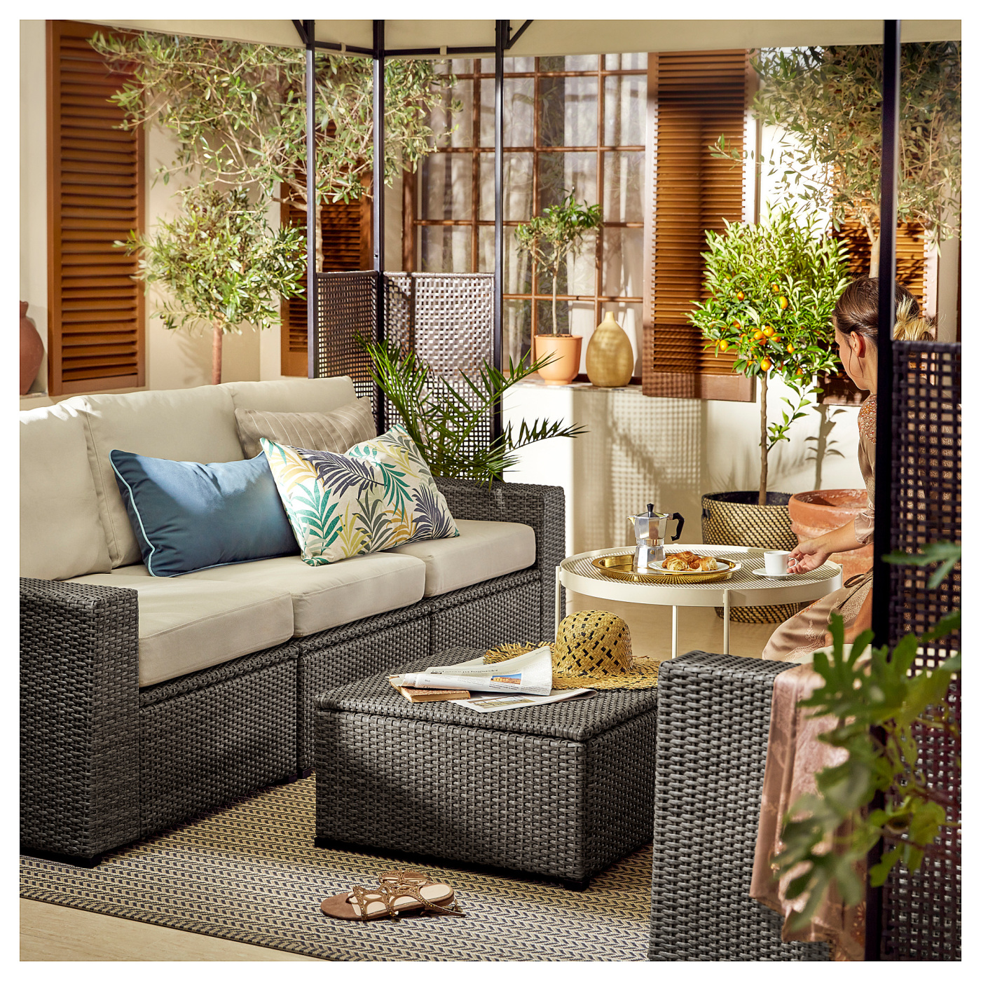 SOLLERÖN 3-seat modular sofa, outdoor dark grey/Frösön/Duvholmen