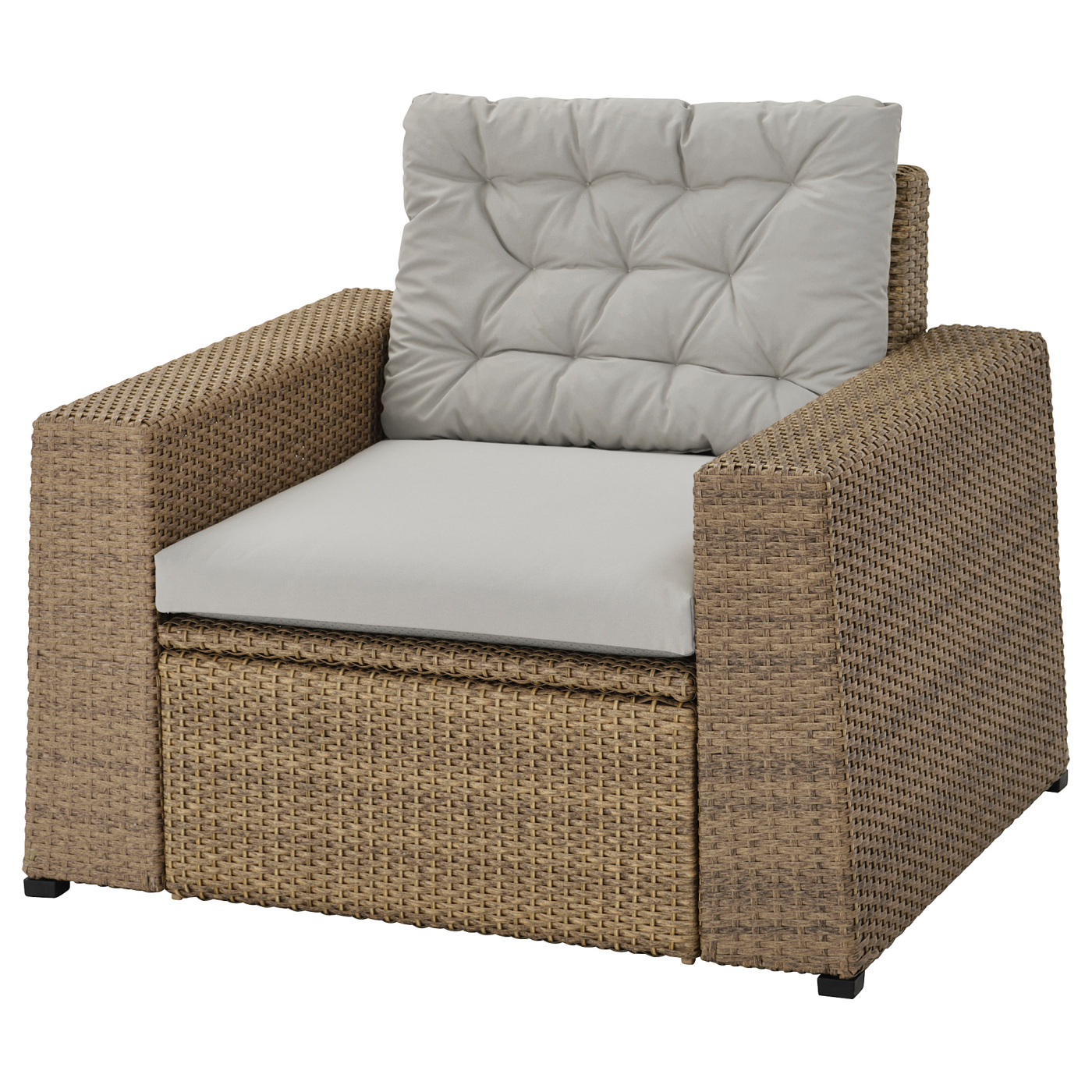 SOLLERÖN armchair, outdoor brown/Kuddarna grey - IKEA