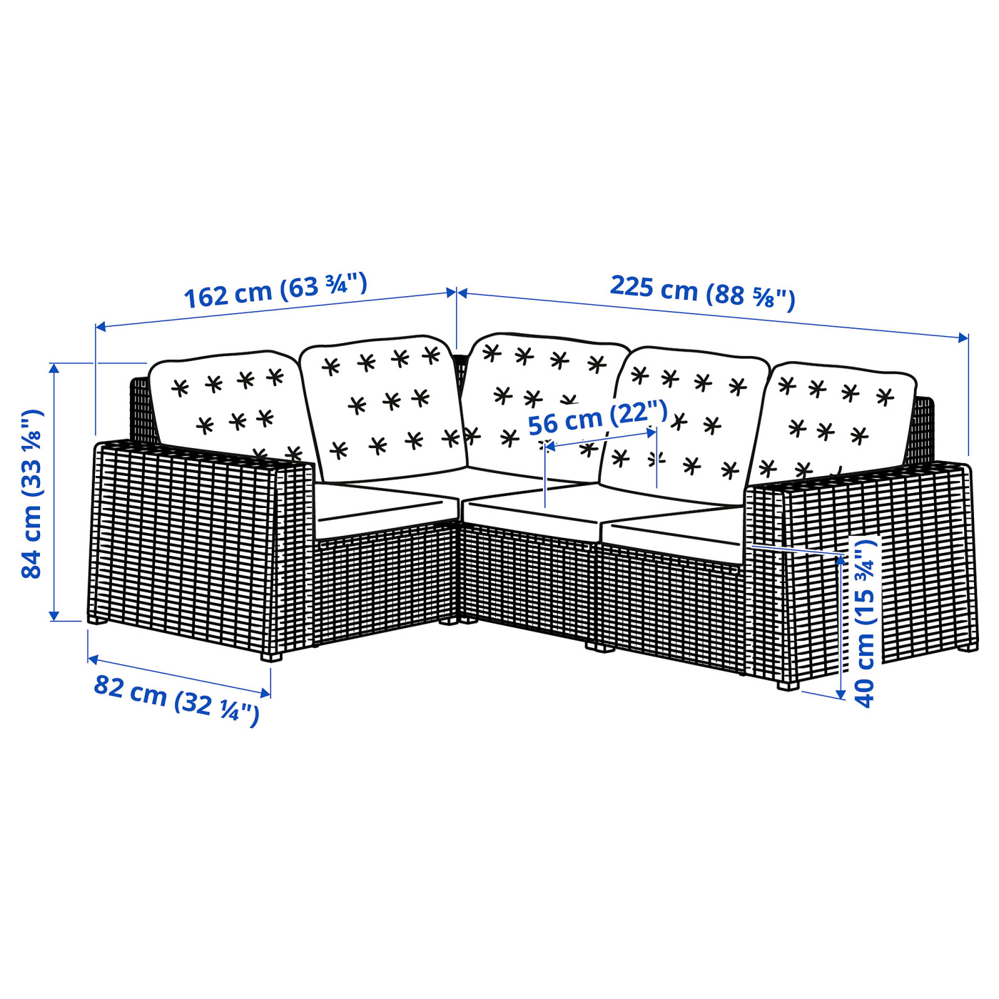 SOLLERÖN modular corner sofa 3-seat, outdoor brown/Kuddarna grey