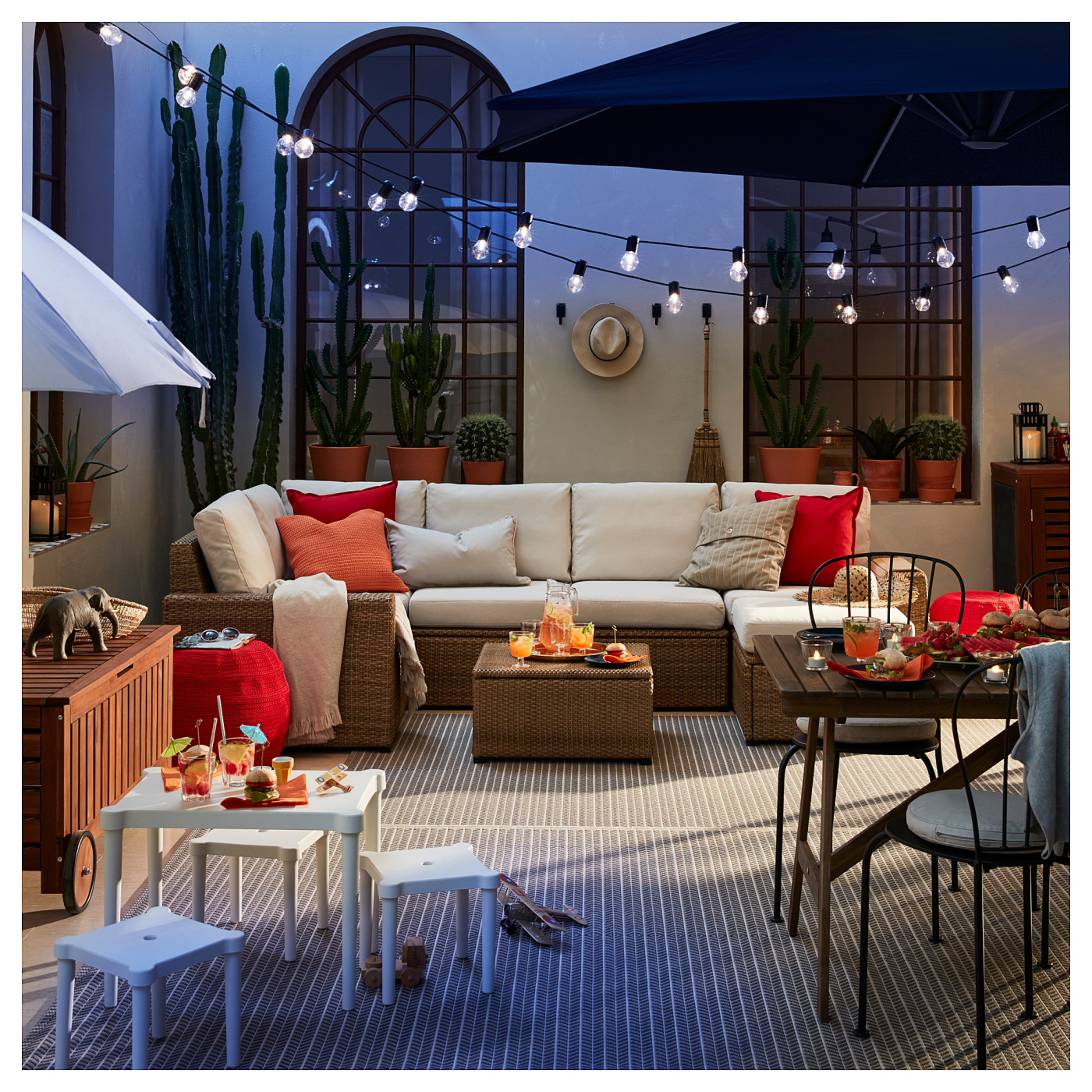 SOLLERÖN modular corner sofa 4-seat, outdoor with footstool brown