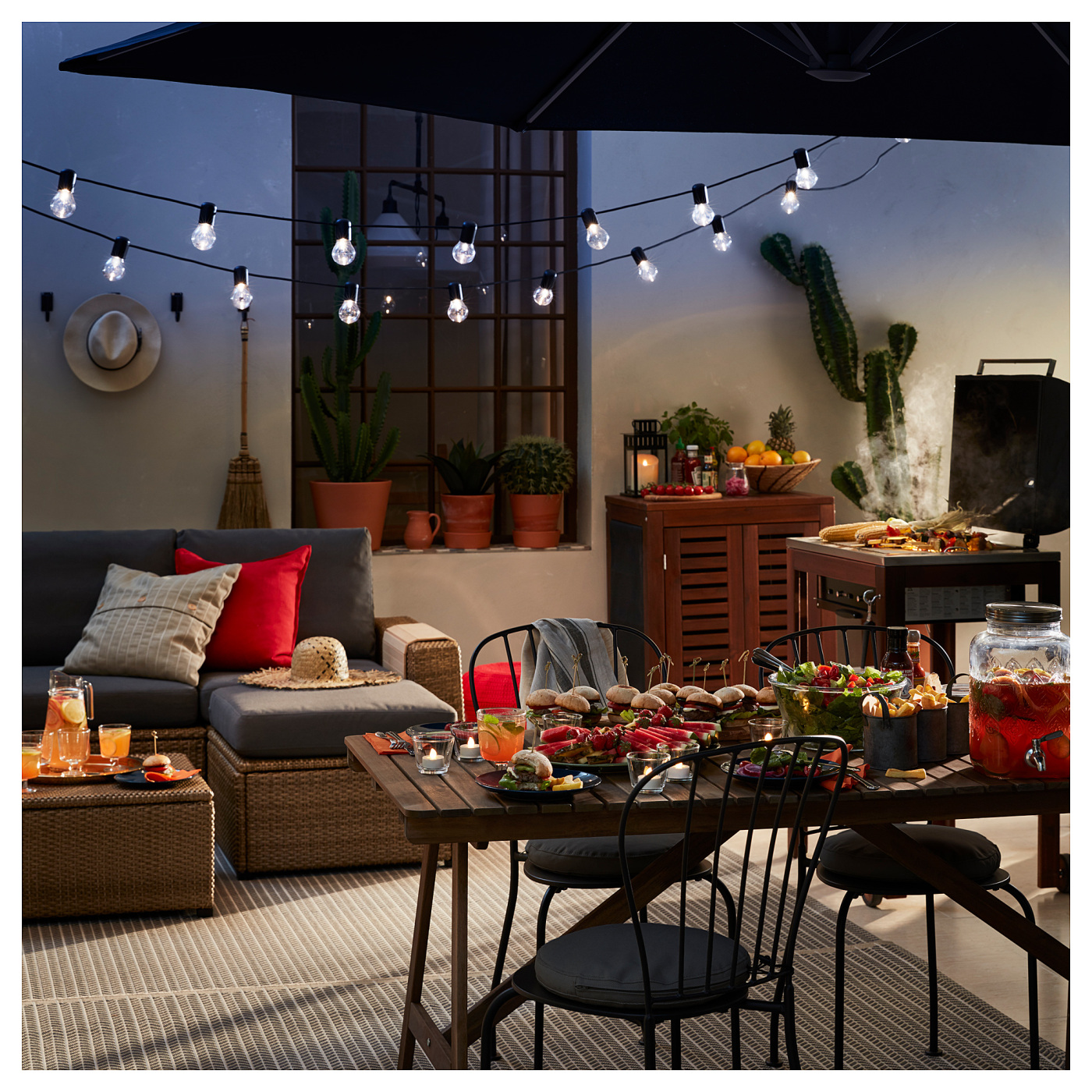 SOLLERÖN modular corner sofa 4-seat, outdoor with footstool brown